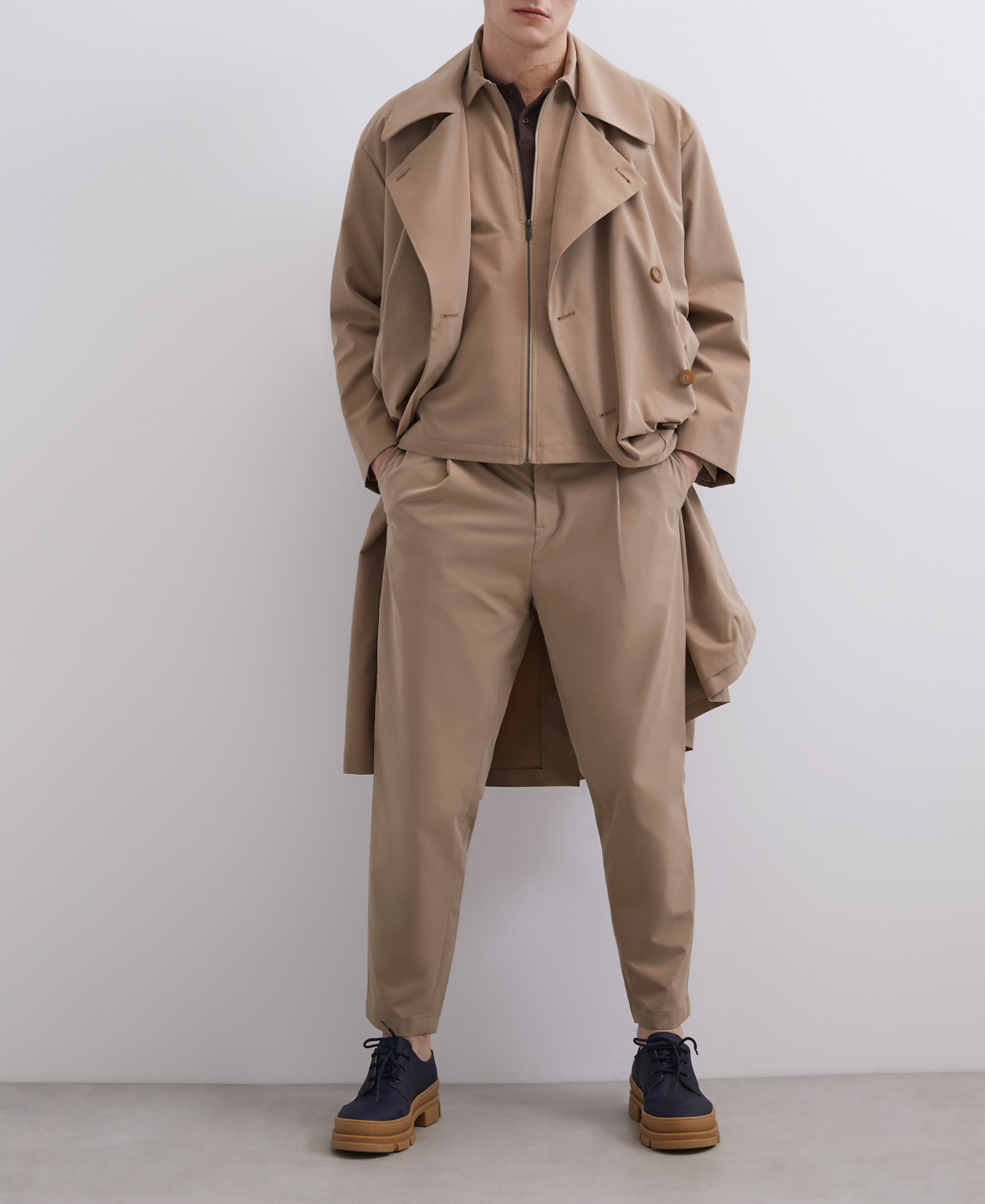 Camel shirt collar jacket image number 3