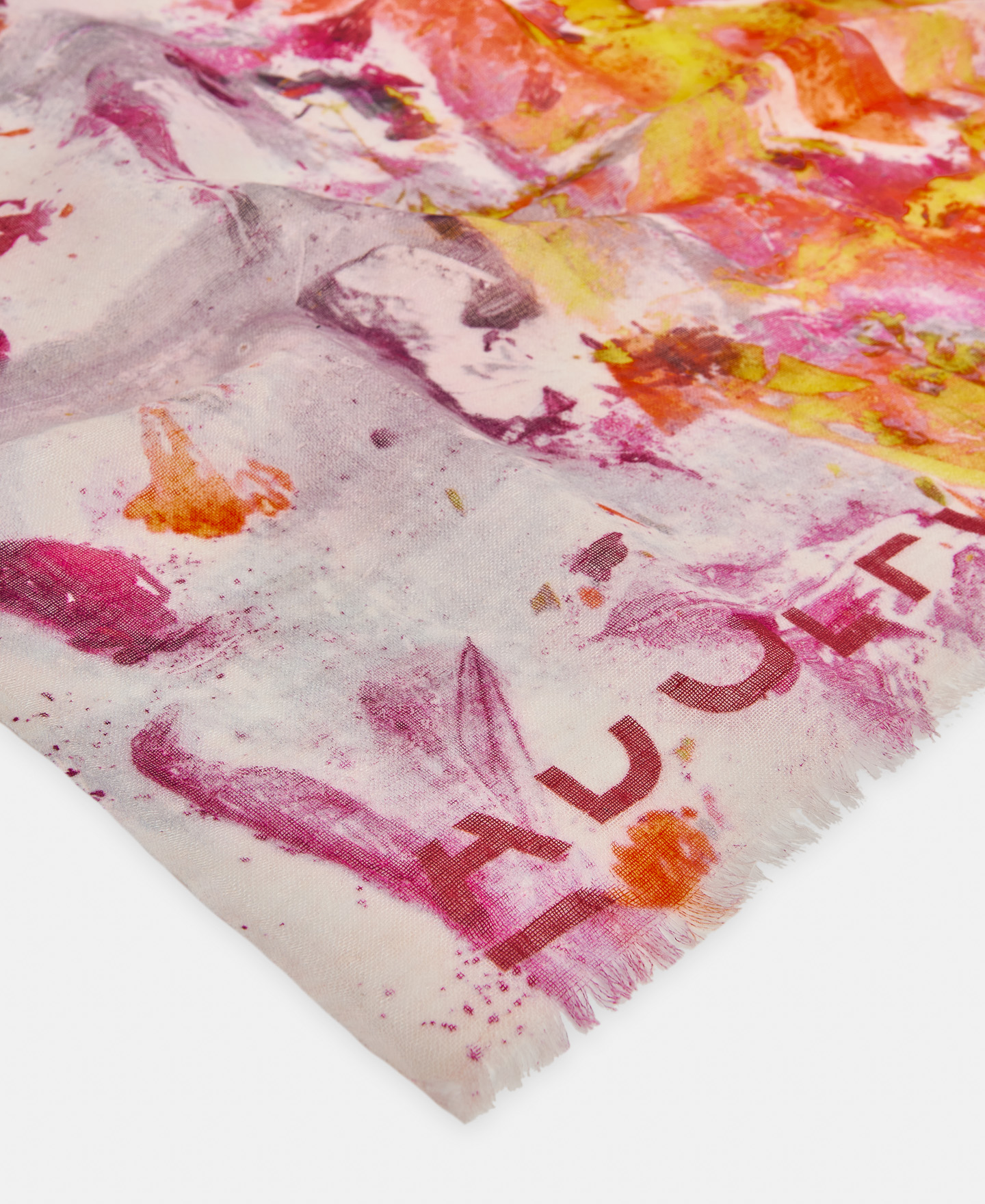 Floral print shawl in linen and cotton image number 2