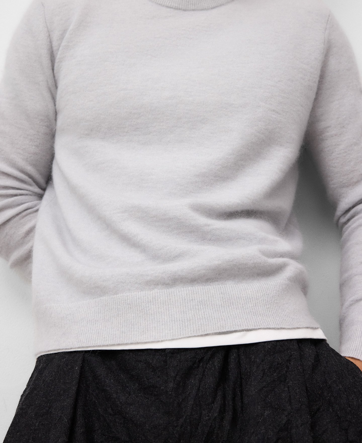 Crew collar melange knit sweater man image number 3