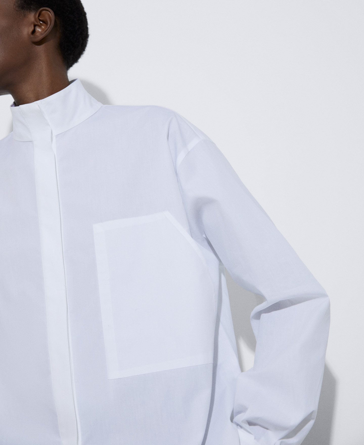 Mandarin collar cotton shirt image number 3