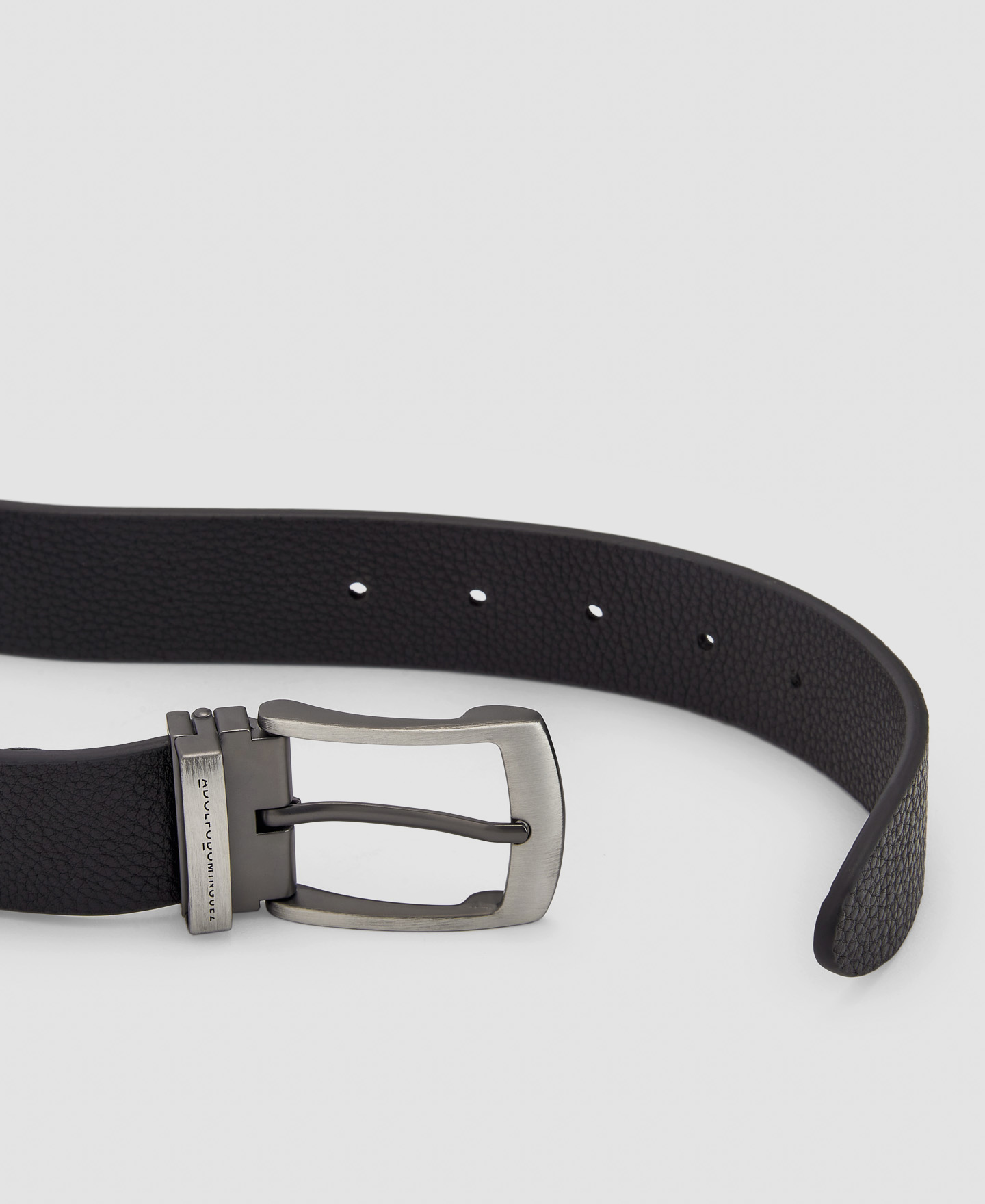 Leather belt with reversible buckle image number 2