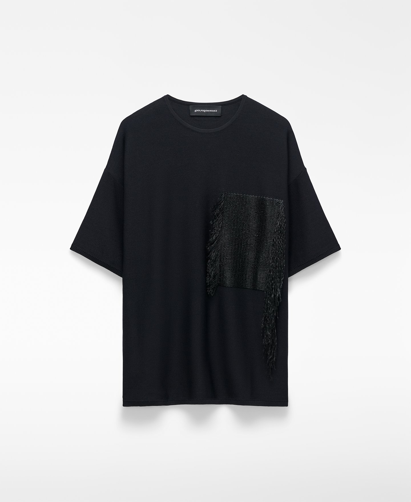 Raffia detail short sleeve sweater man image number 4