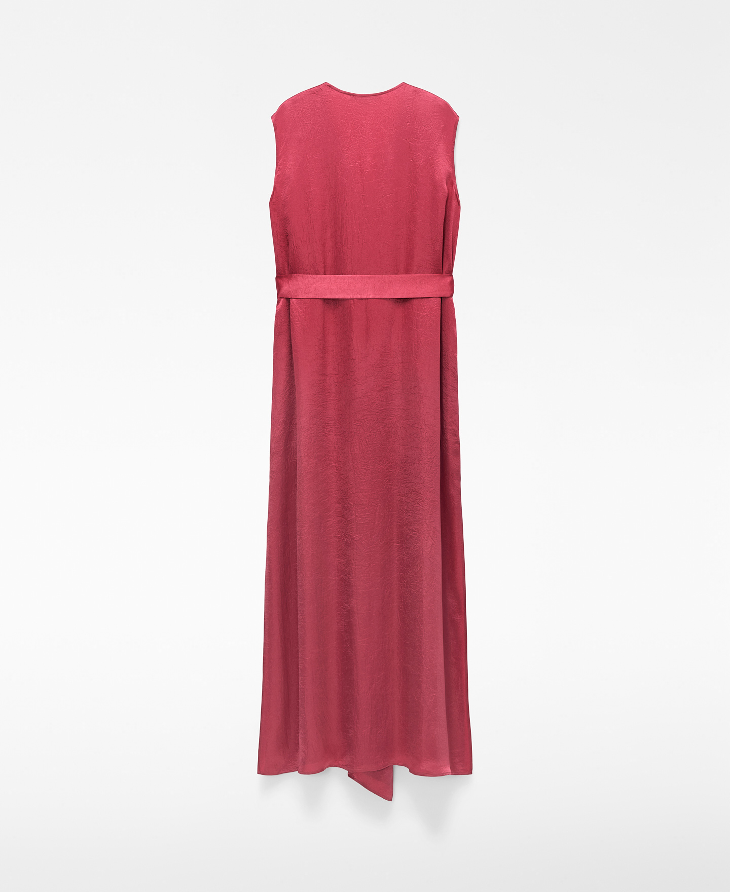 Vestido satinado tejido arrugado volante image number 5