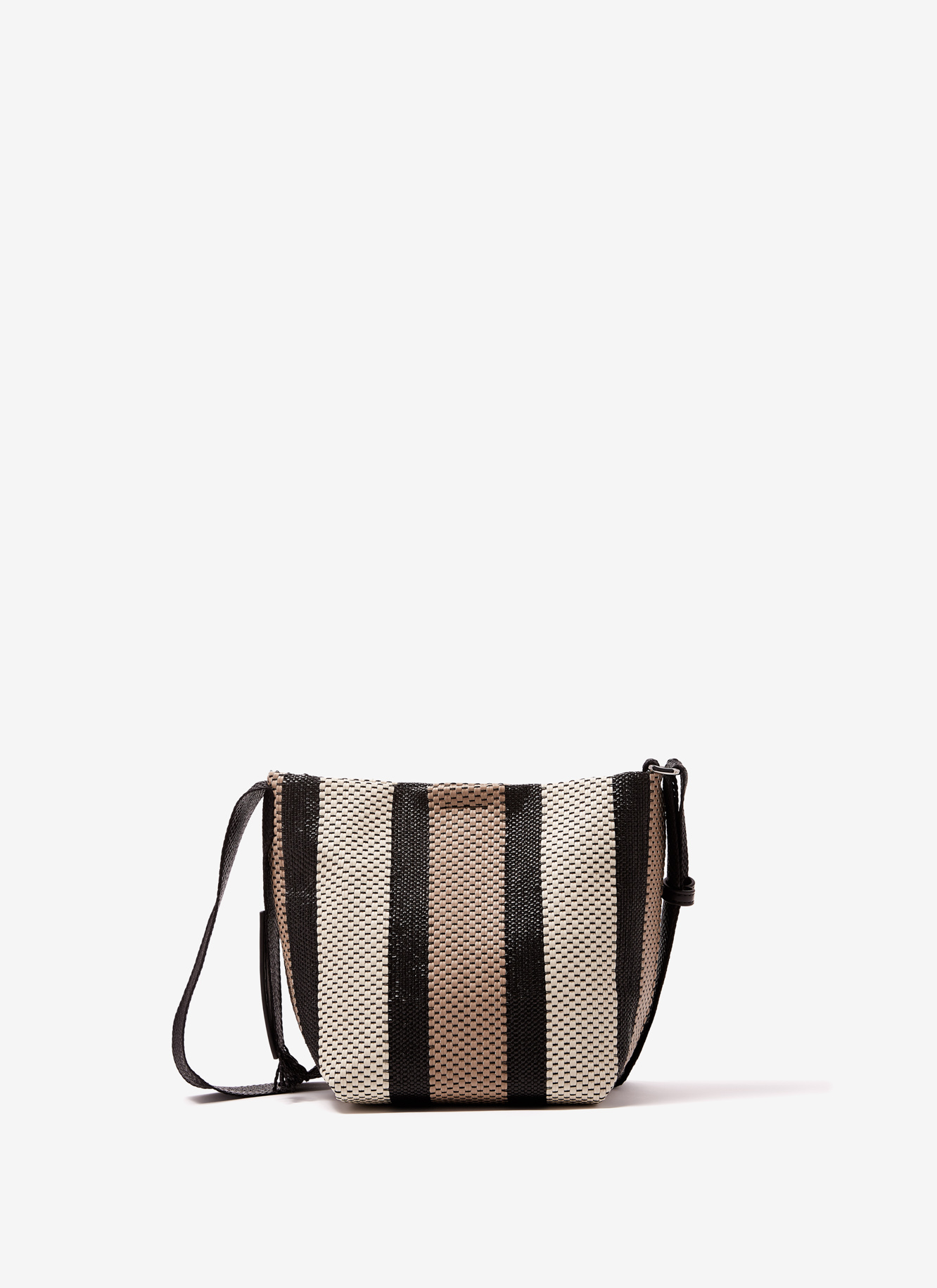 Striped mini bucket with raffia finish image number 0
