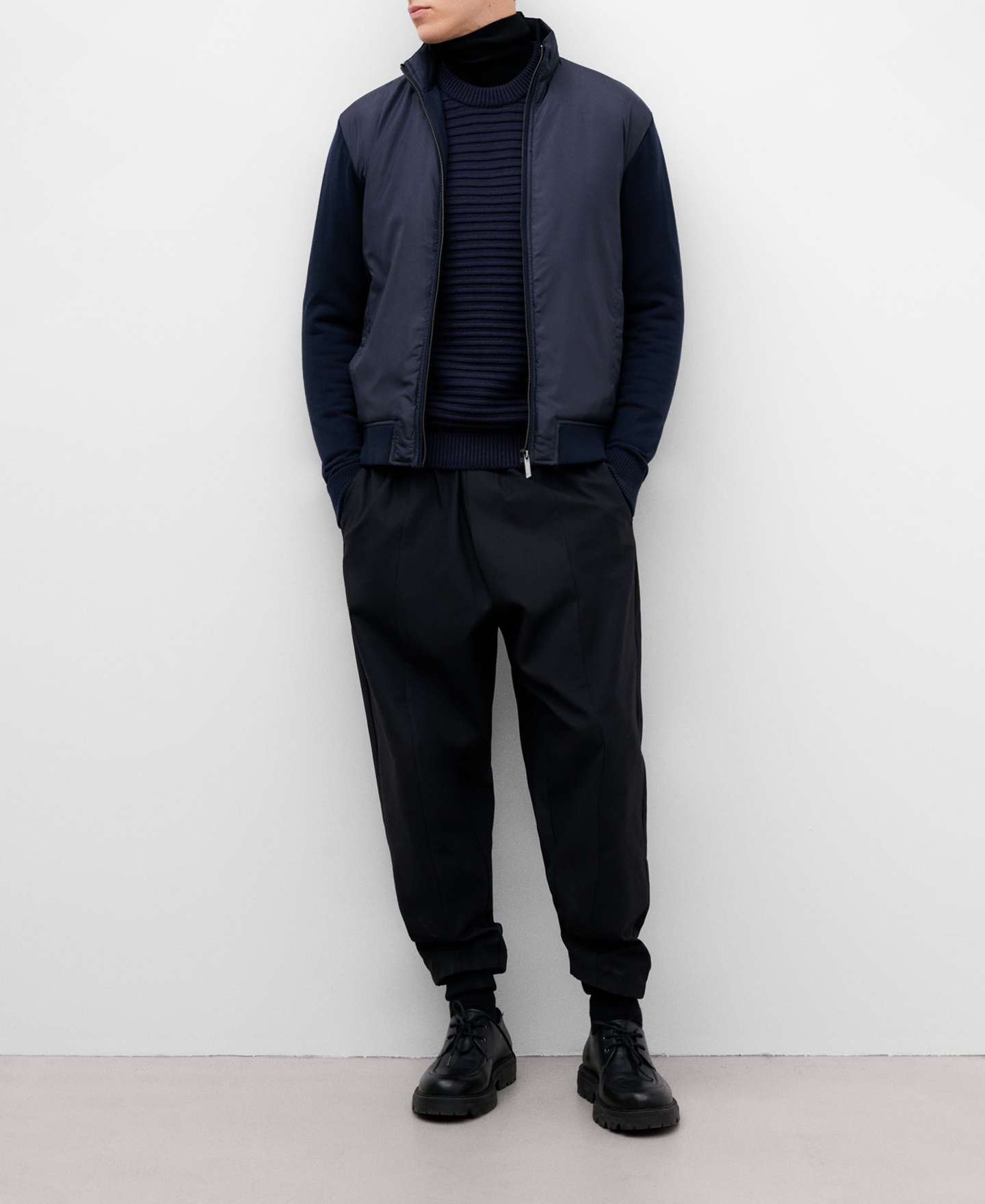 Navy blue cotton cardigan for men image number 1