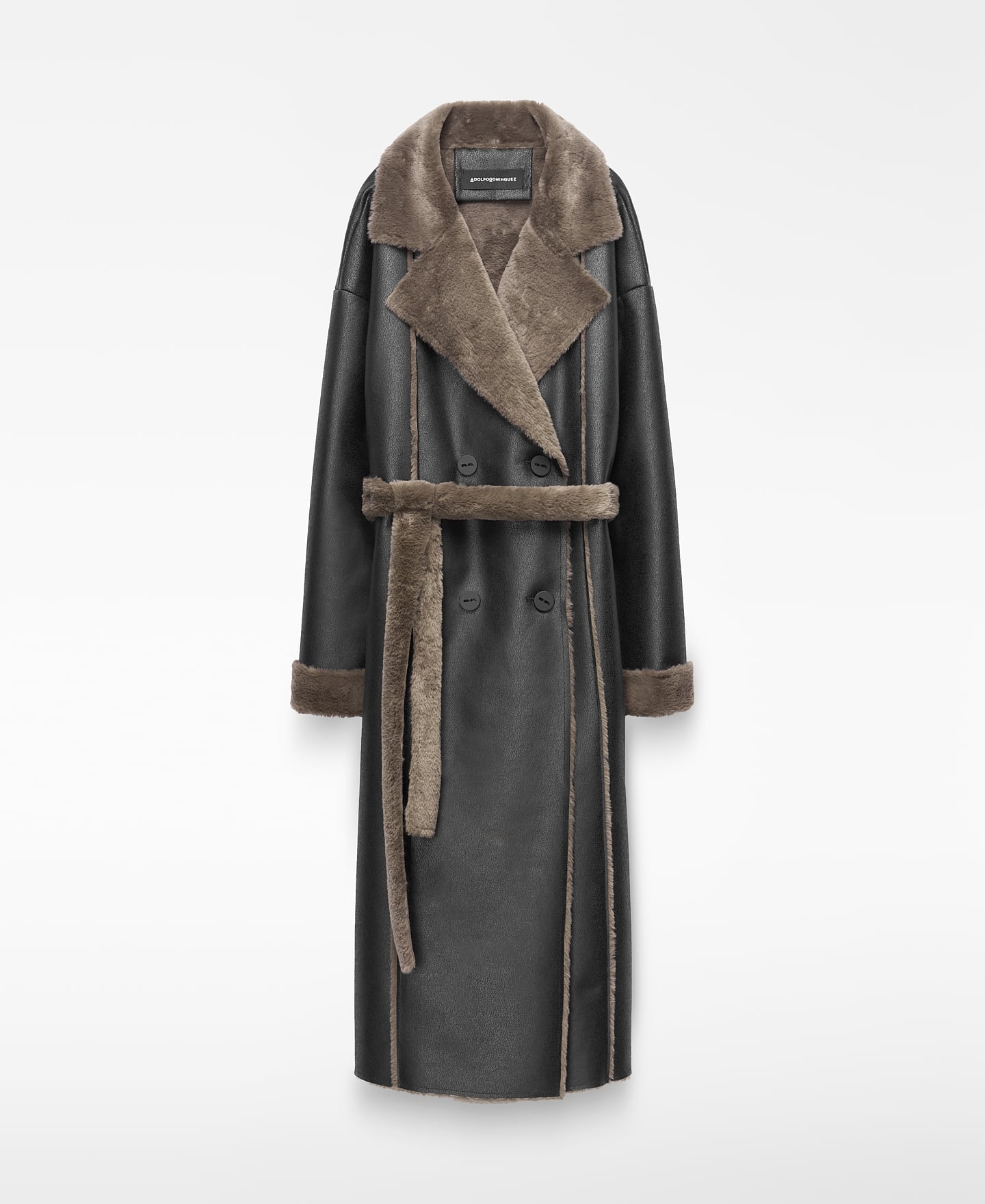 Leather-Non-Leather double-faced coat image number 4