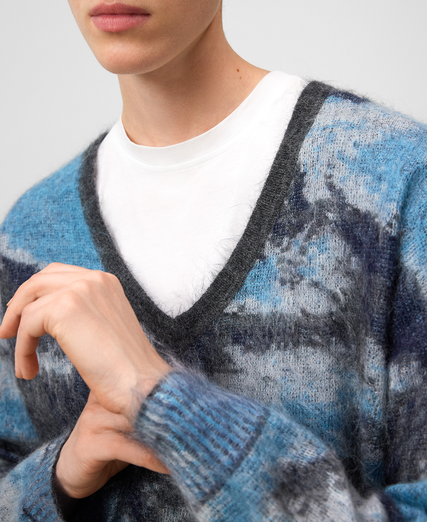 Jacquard knit printed sweater woman image number 3