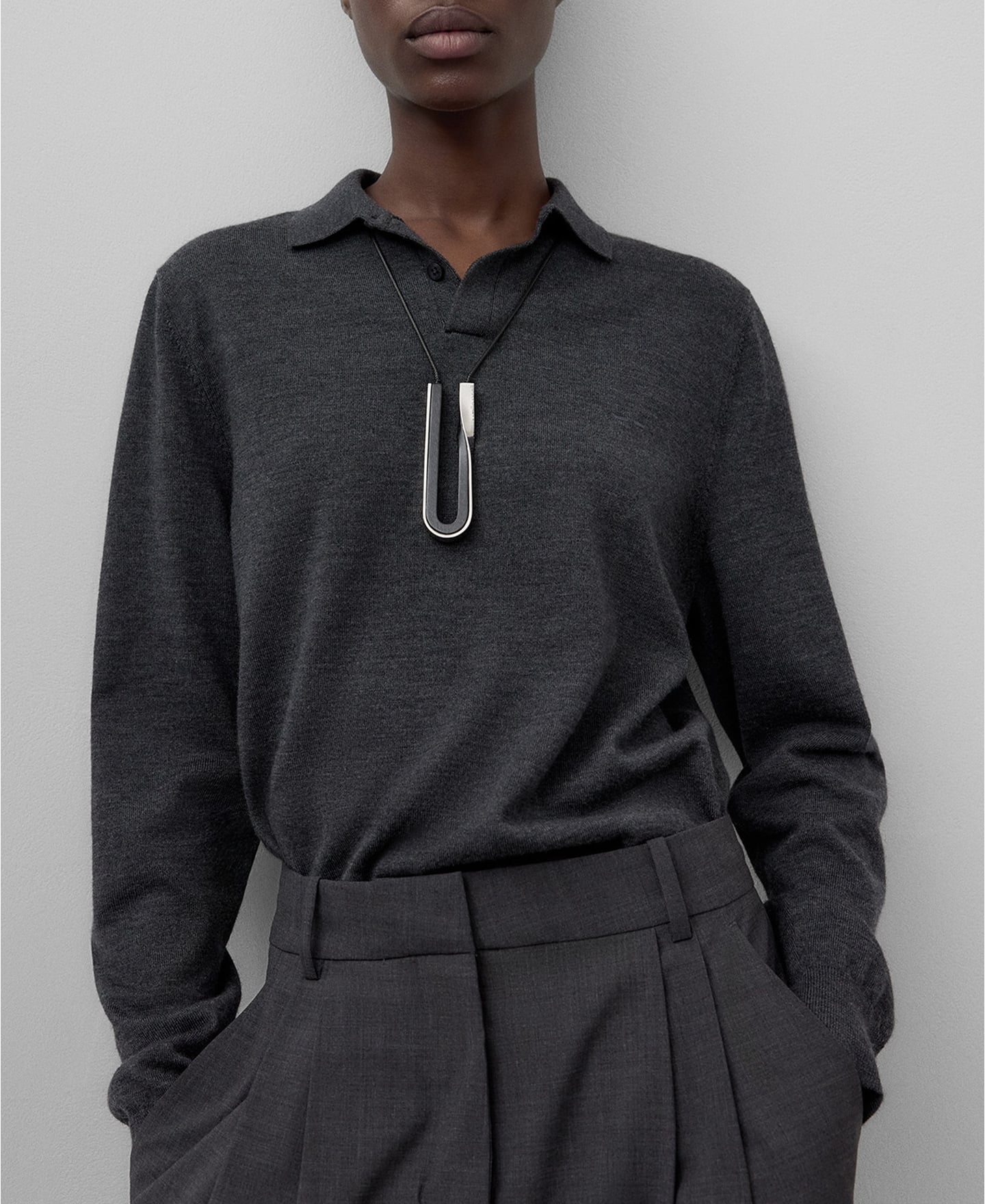Wood and metal necklace woman image number 3