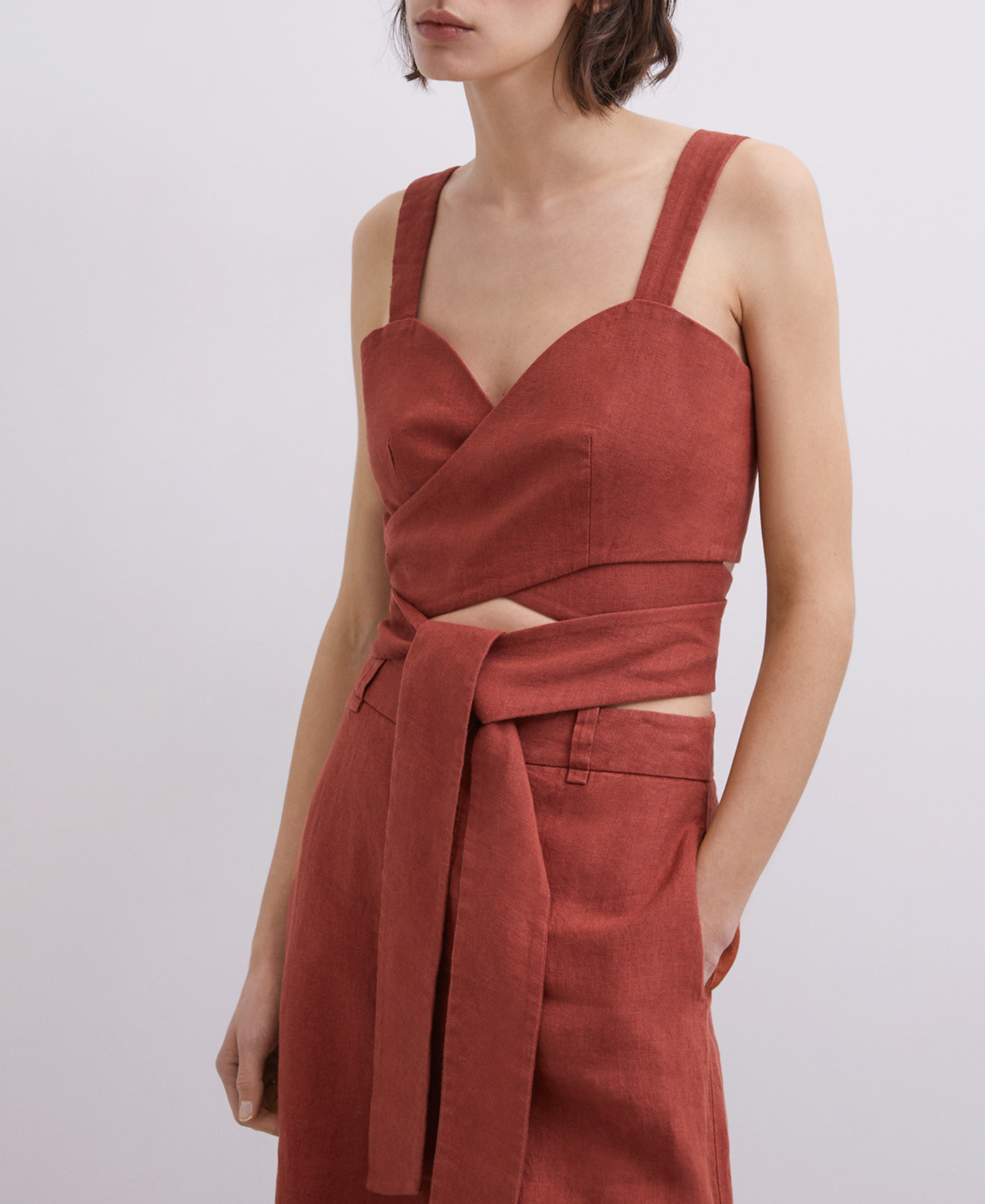 European linen crossover top image number 1