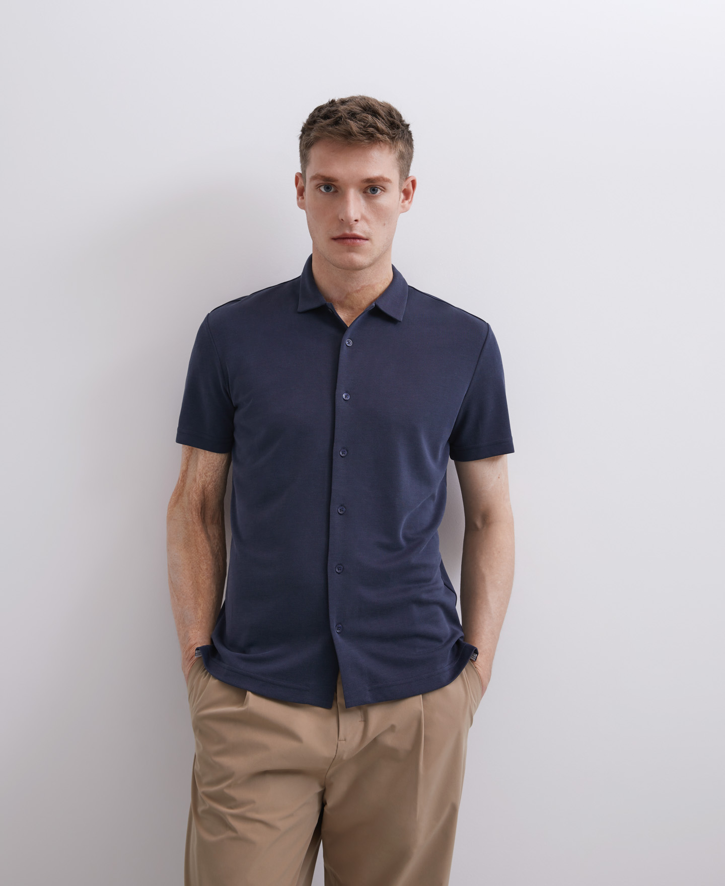 Modal button-down polo shirt image number 2
