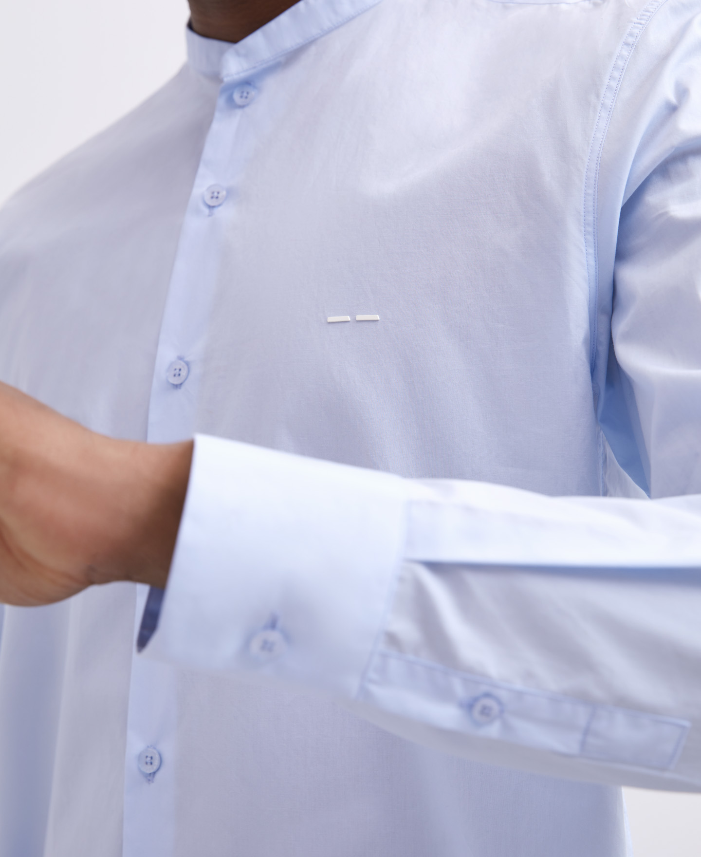 Mandarin collar cotton shirt image number 2