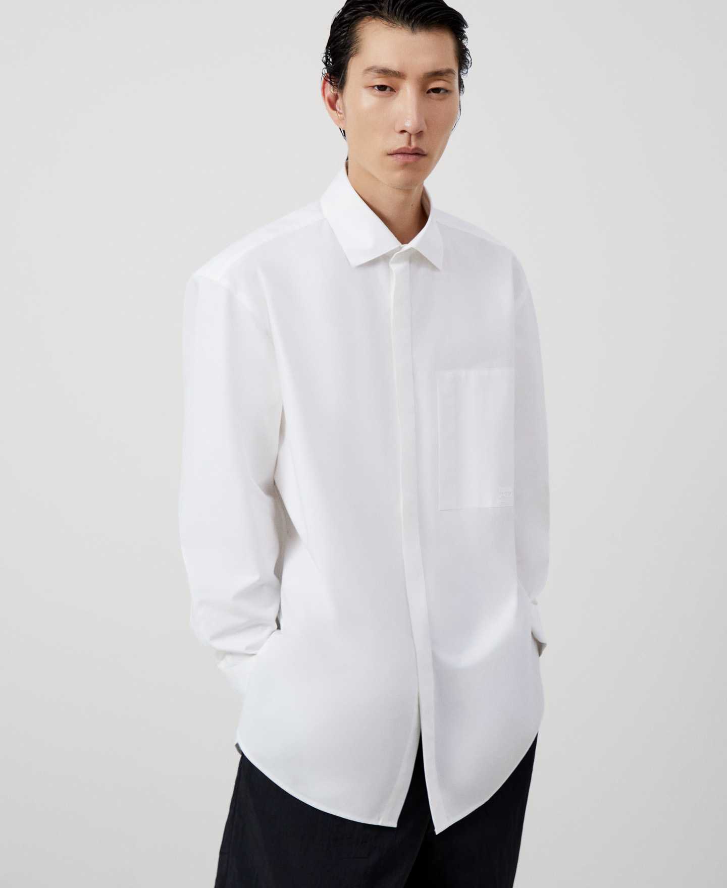 Cotton front placket shirt image number 0