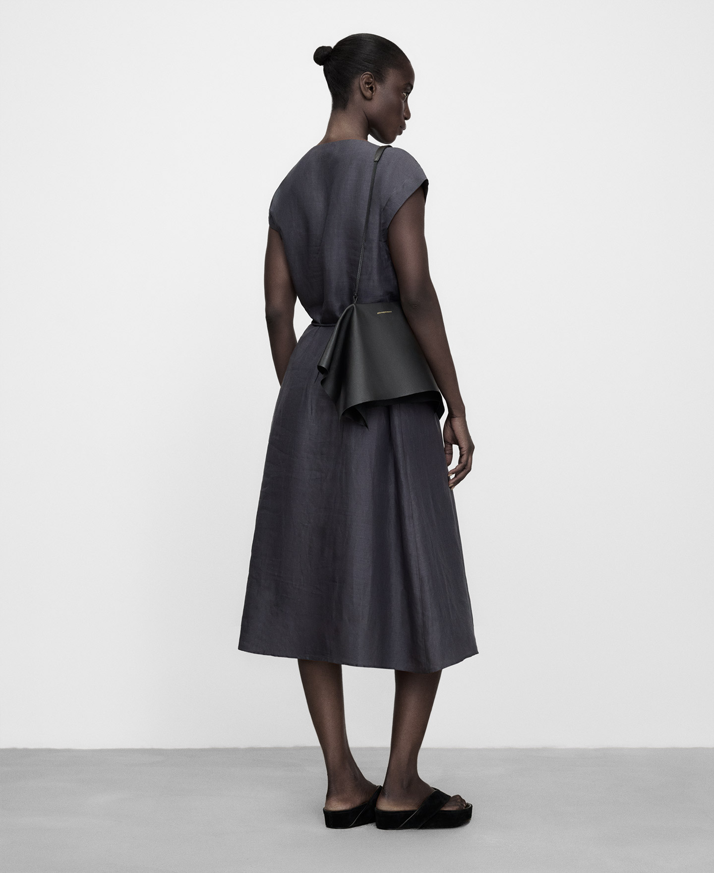 Ramie A-line midi dress image number 2