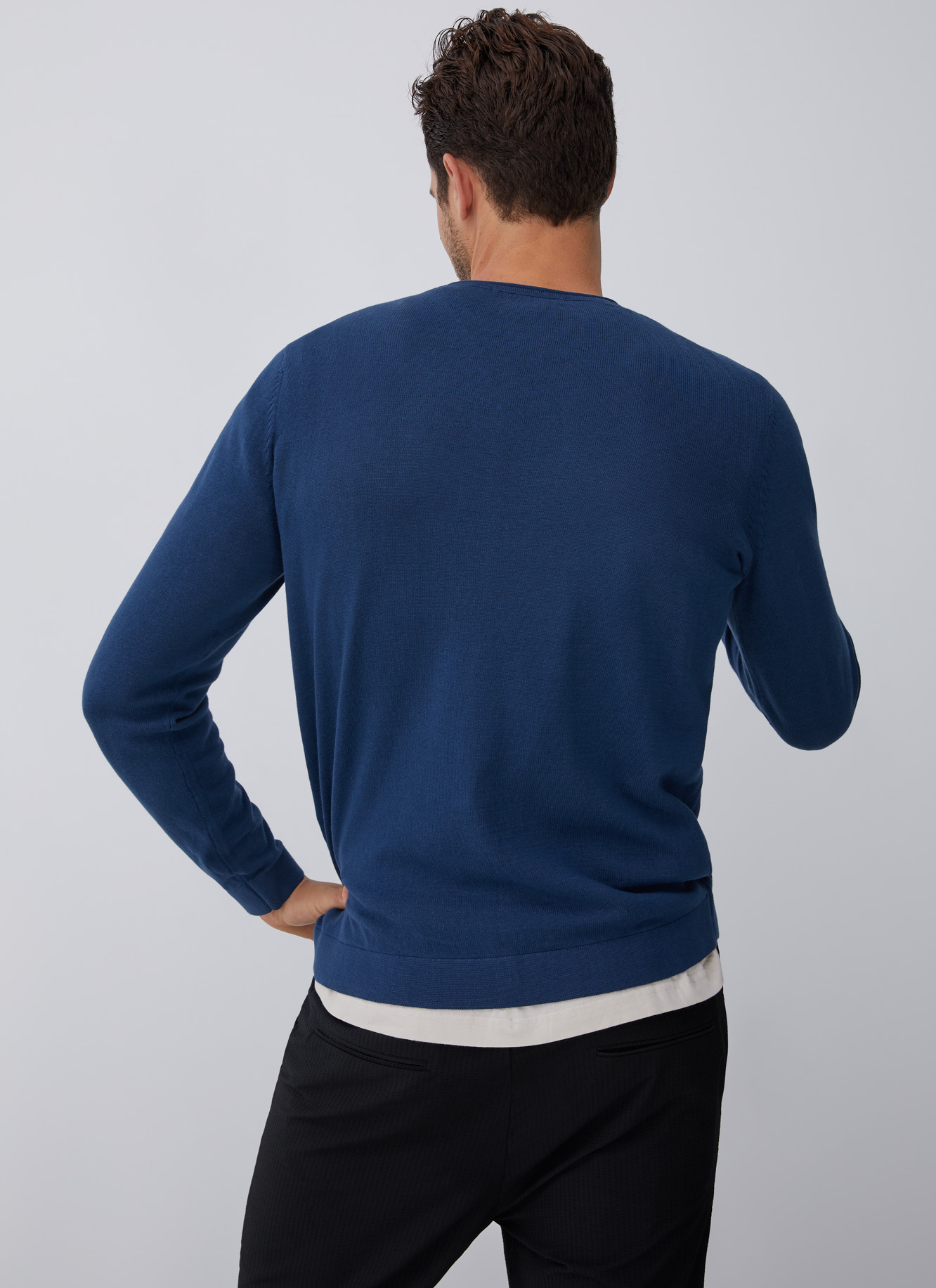 Cotton sweater with roll edge neck image number 1