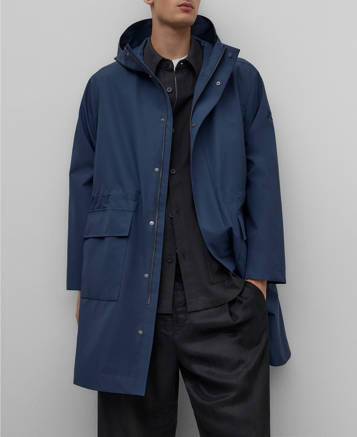 Blue hooded parka man image number 0