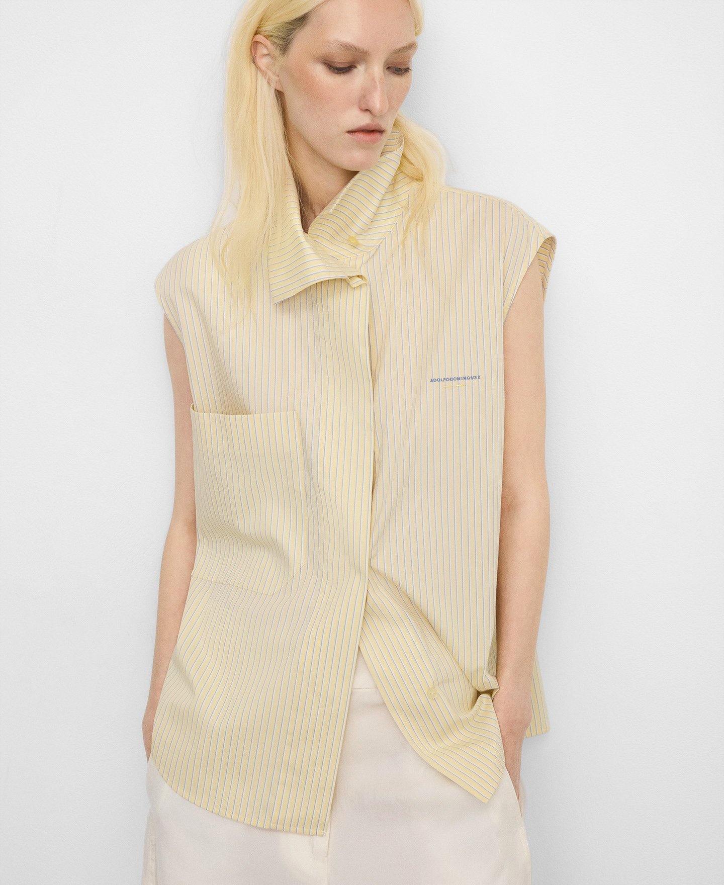 Camisa rayas cuello chimenea algod&oacute;n image number 0