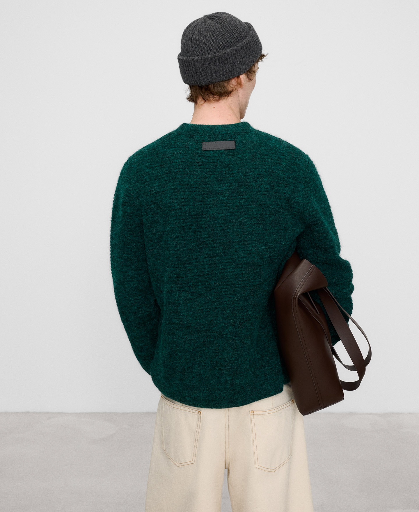 Alpaca blend structured knit sweater image number 2