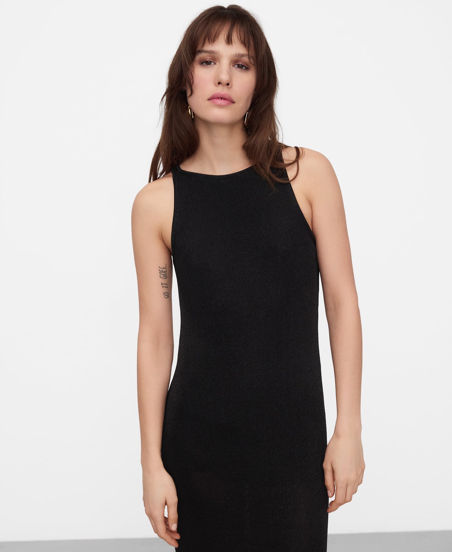 Long metallic knit dress image number 0