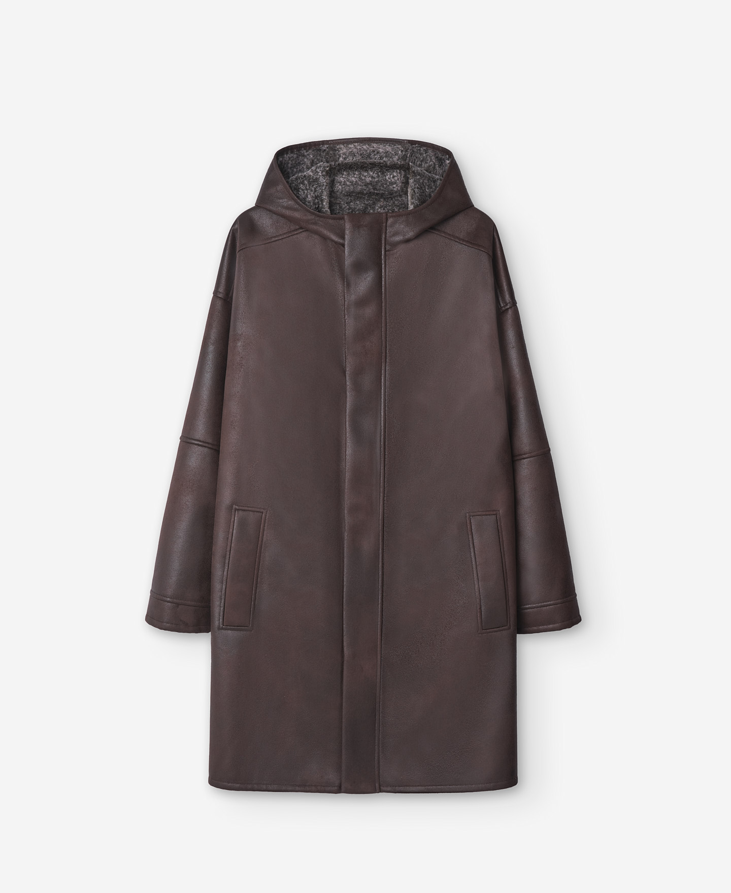 Brown polyester coat for men image number 4