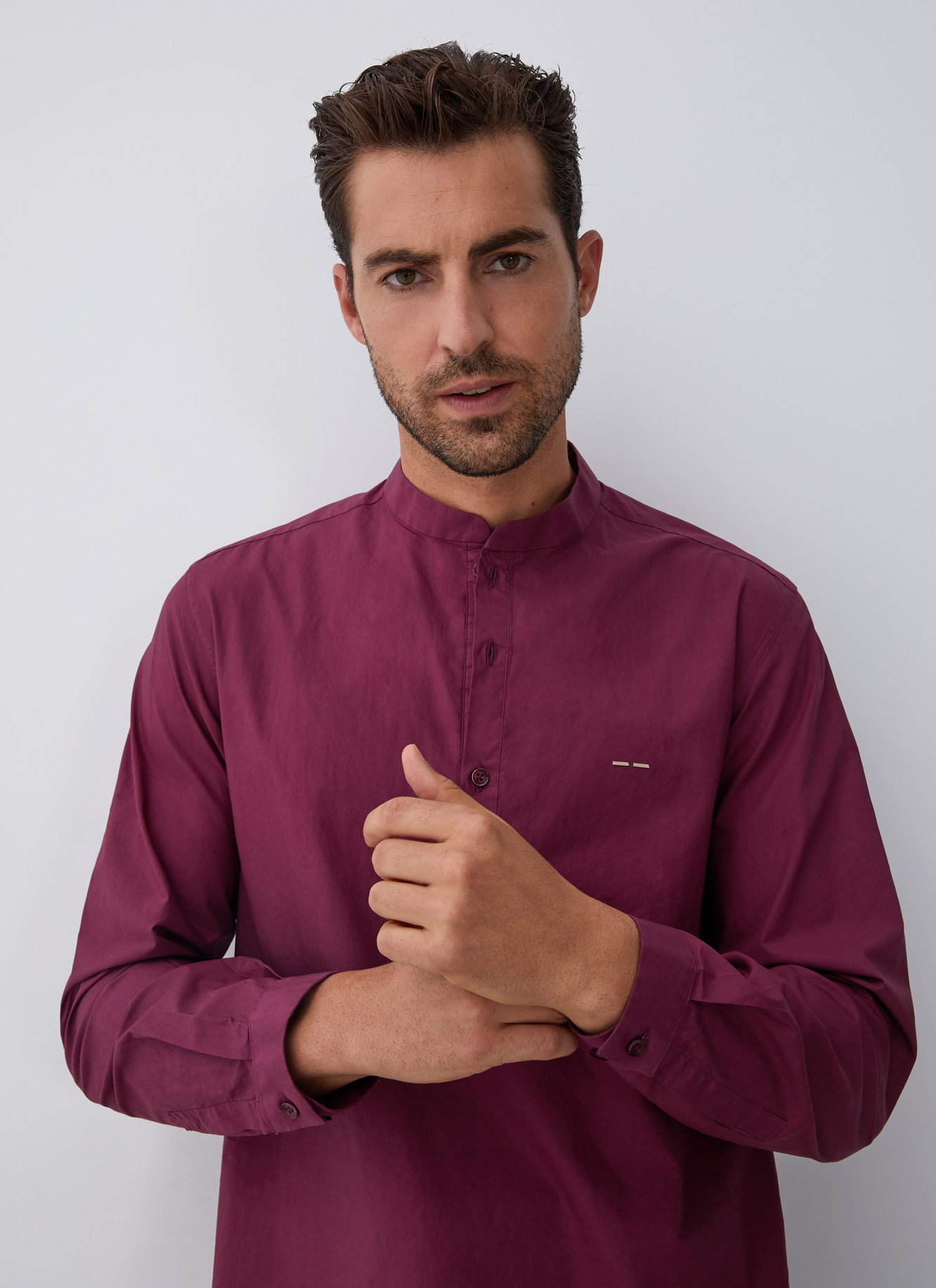 Mao button neck shirt image number 0