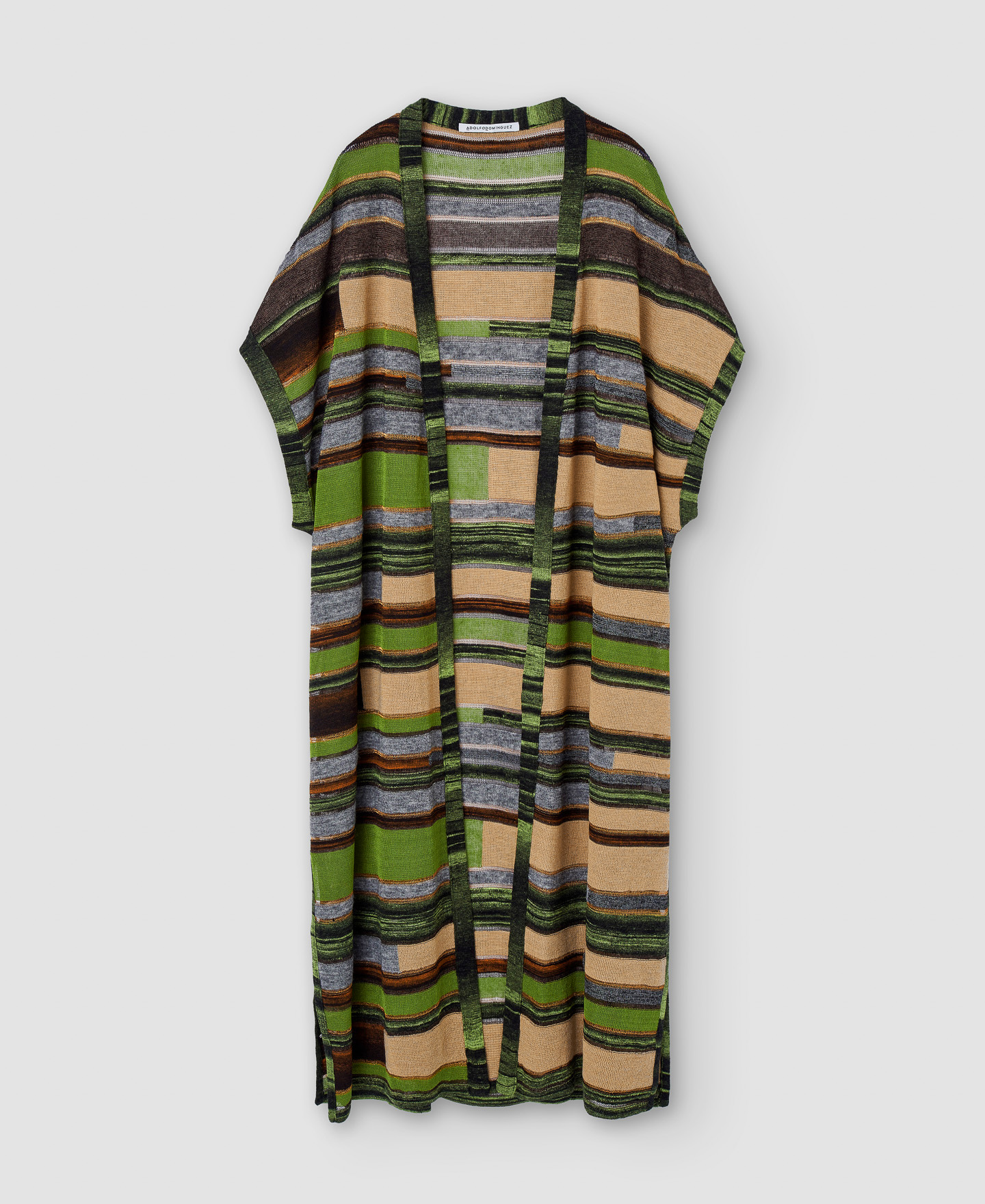 Chaleco largo en intarsia de lana image number 4