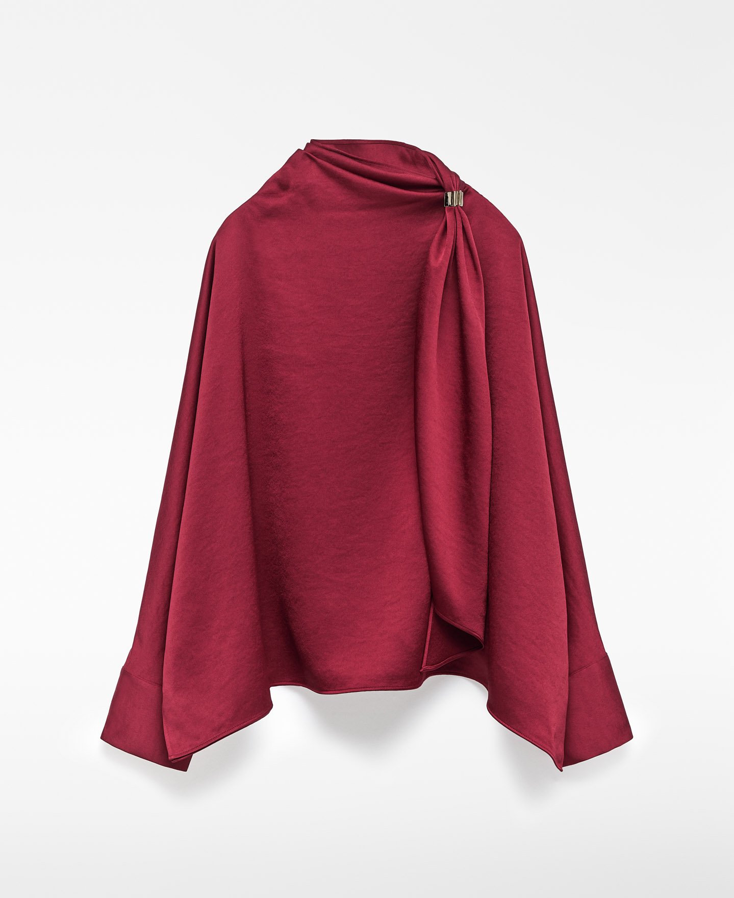 Top satinado cuello pañuelo mujer image number 6