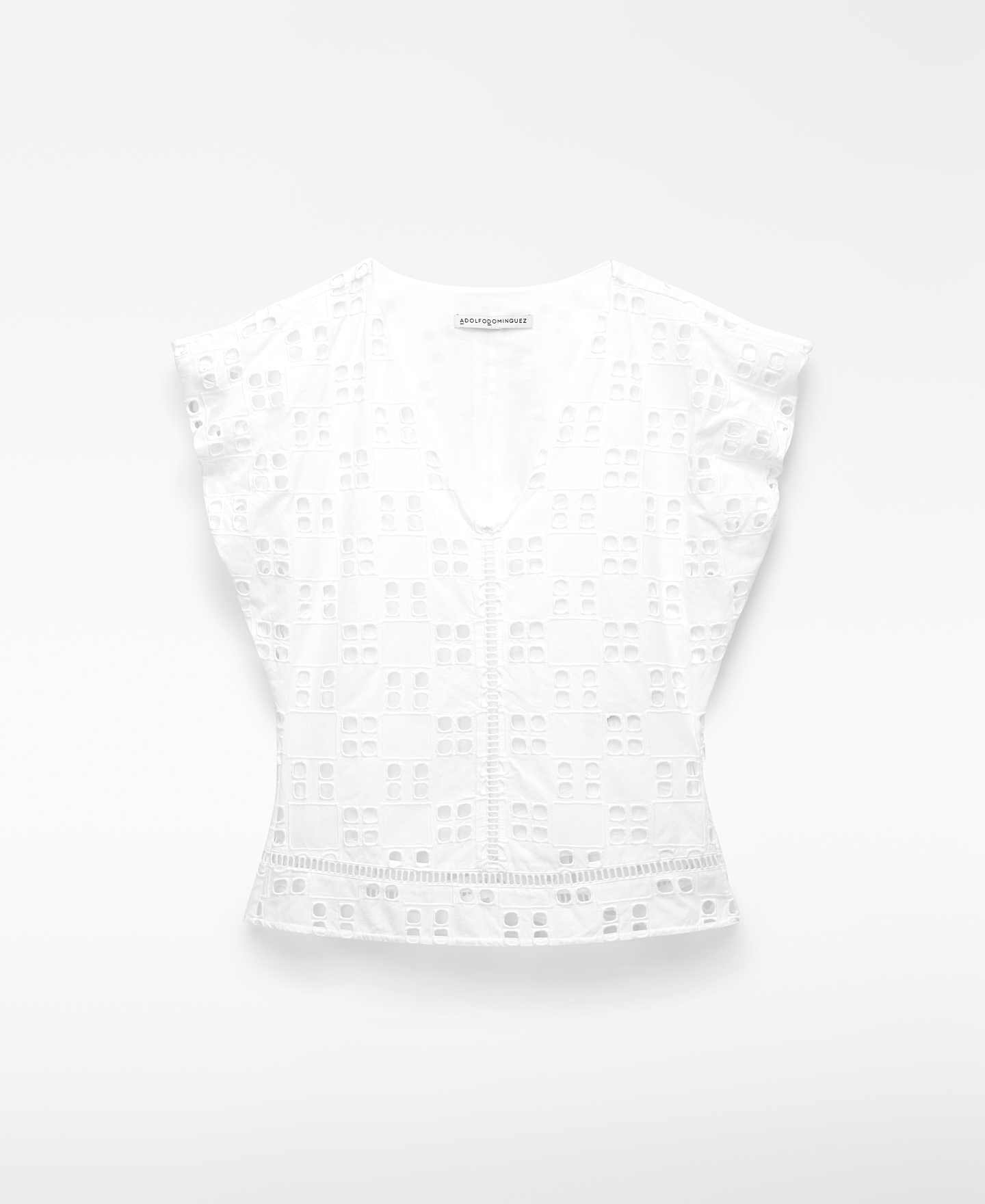 Poplin fitted top with English embroidery image number 4