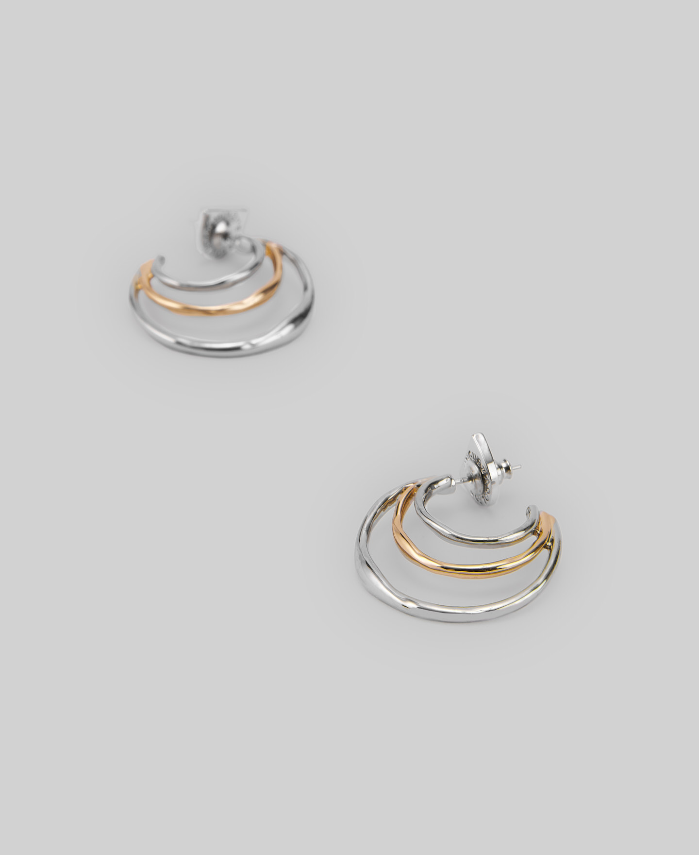 Pendientes met&aacute;licos tres aros mujer image number 1