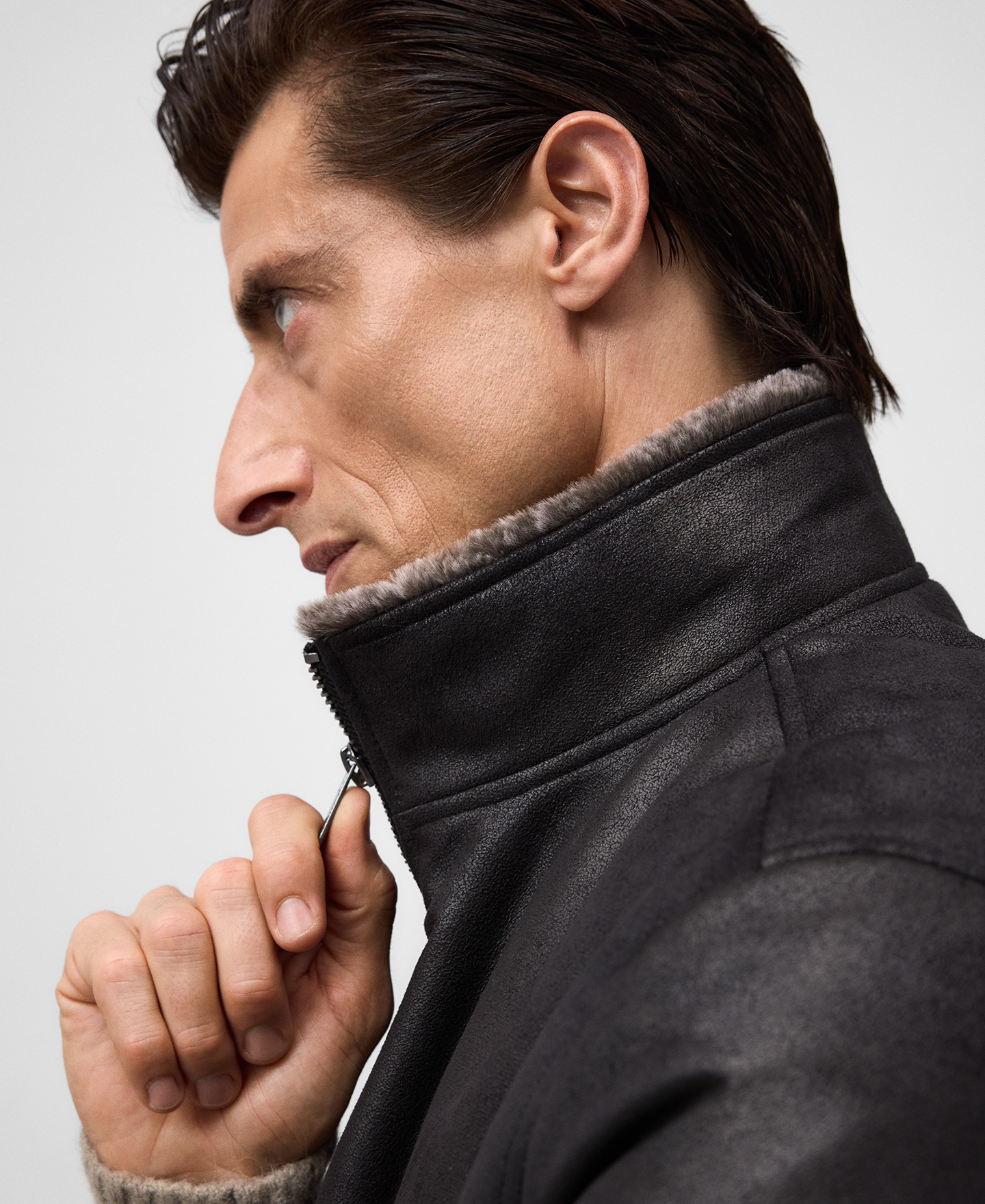 Non-Leather band collar jacket man image number 3