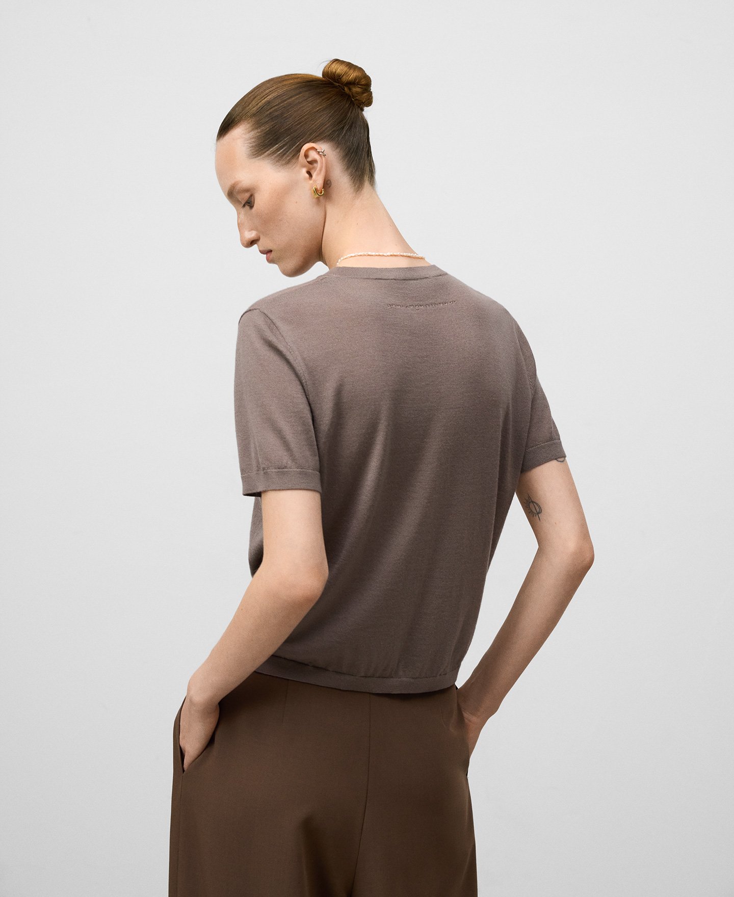 Merino wool short sleeve sweater woman image number 2