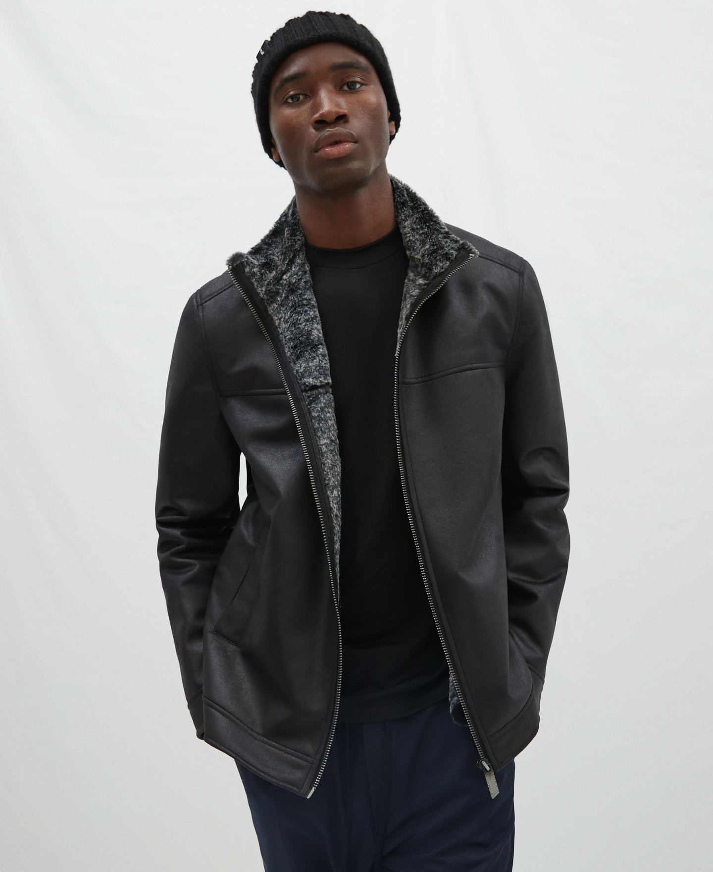 Leather textured coat image number 0