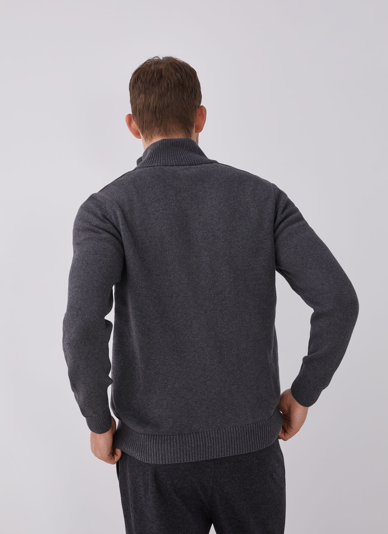 Buttoned cardigan with suedette front image number 1