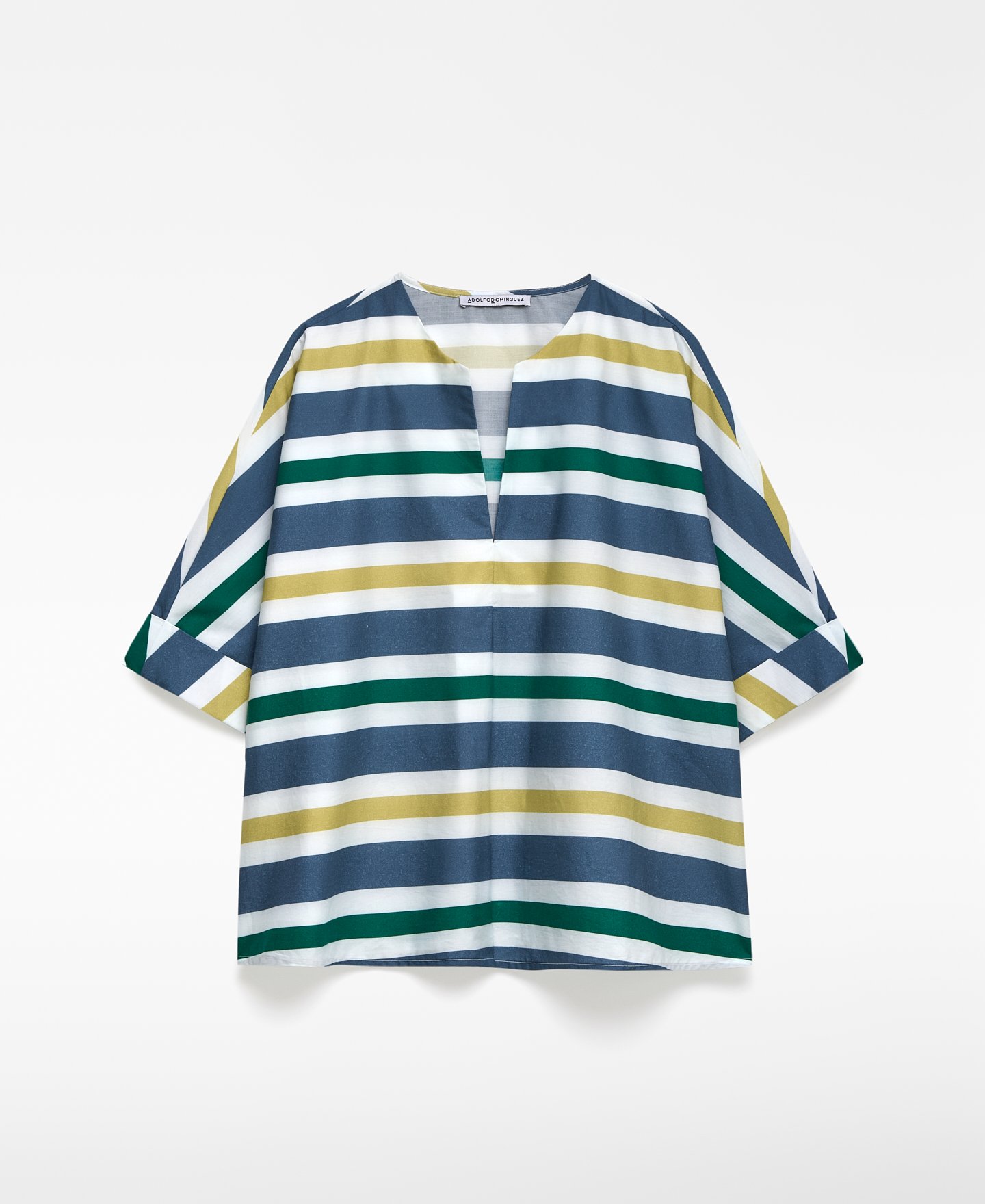 V-neckline striped blouse woman image number 4