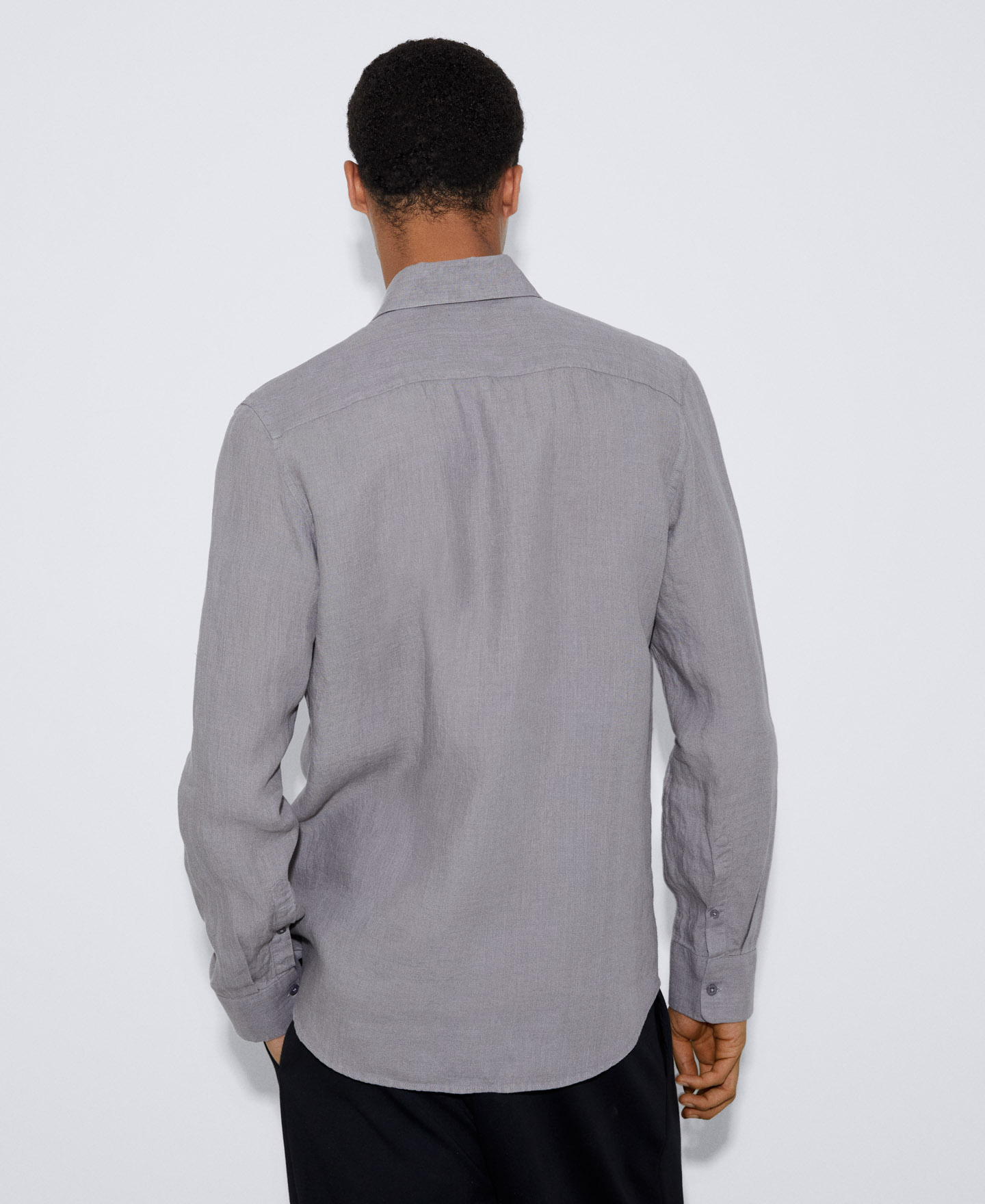 100% linen lapel collar shirt image number 2