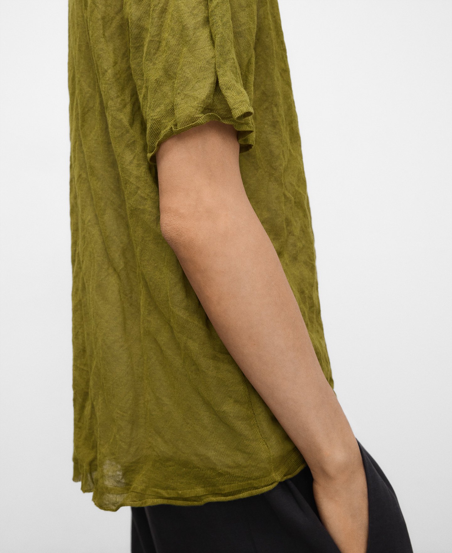 Double-layer wrinkled-effect T-shirt image number 3