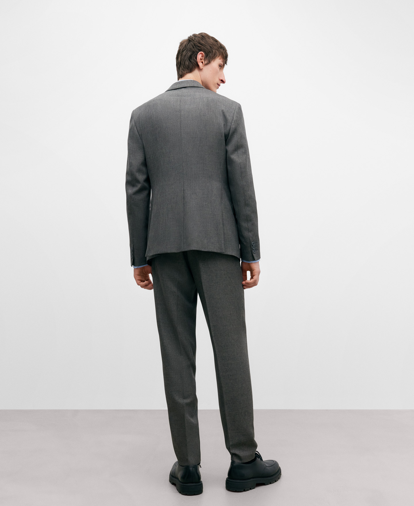 Grey melange two button blazer for men image number 2