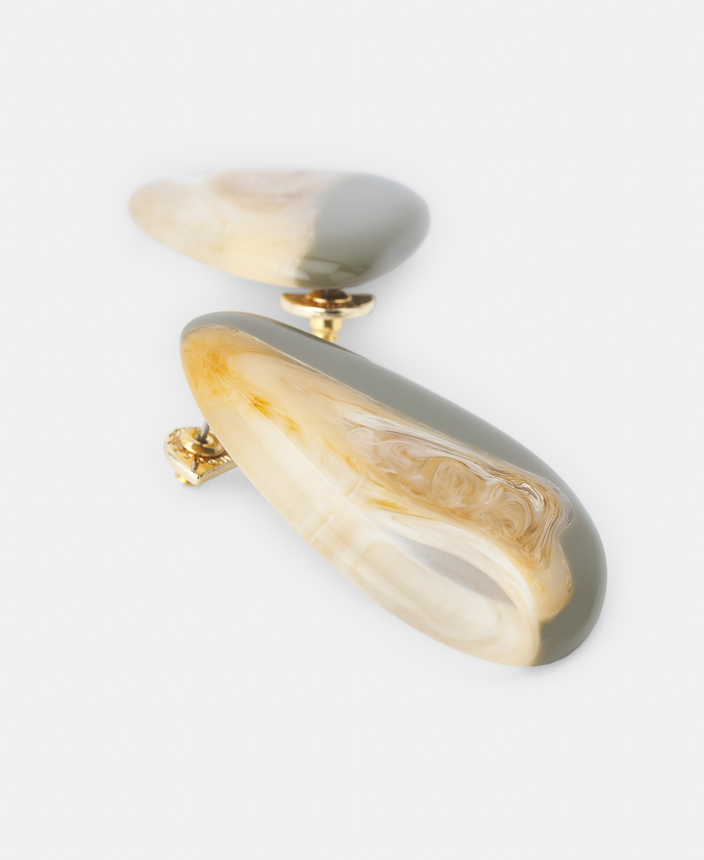 Semicircular blue resin earrings image number 1