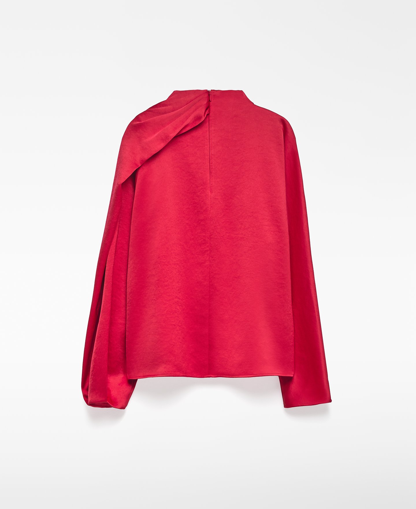 Draped collar satin top woman image number 5