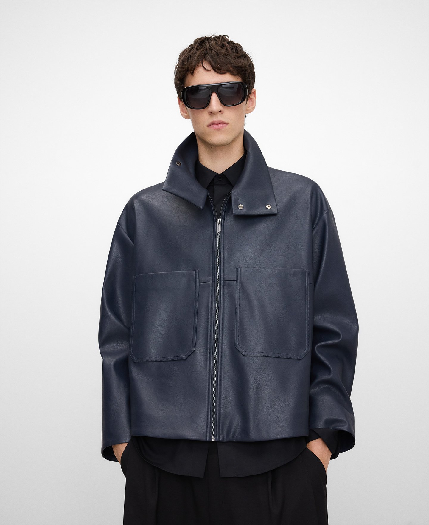 Leather-Non-Leather short jacket image number 0