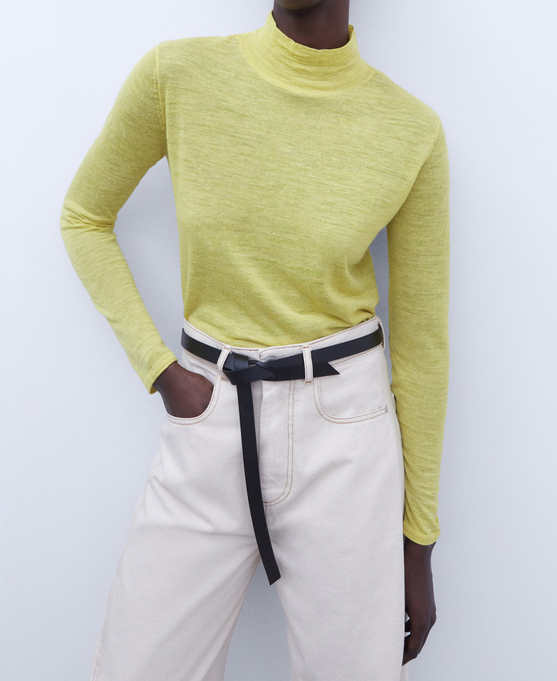 Linen and alpaca wool fabric sweater image number 0