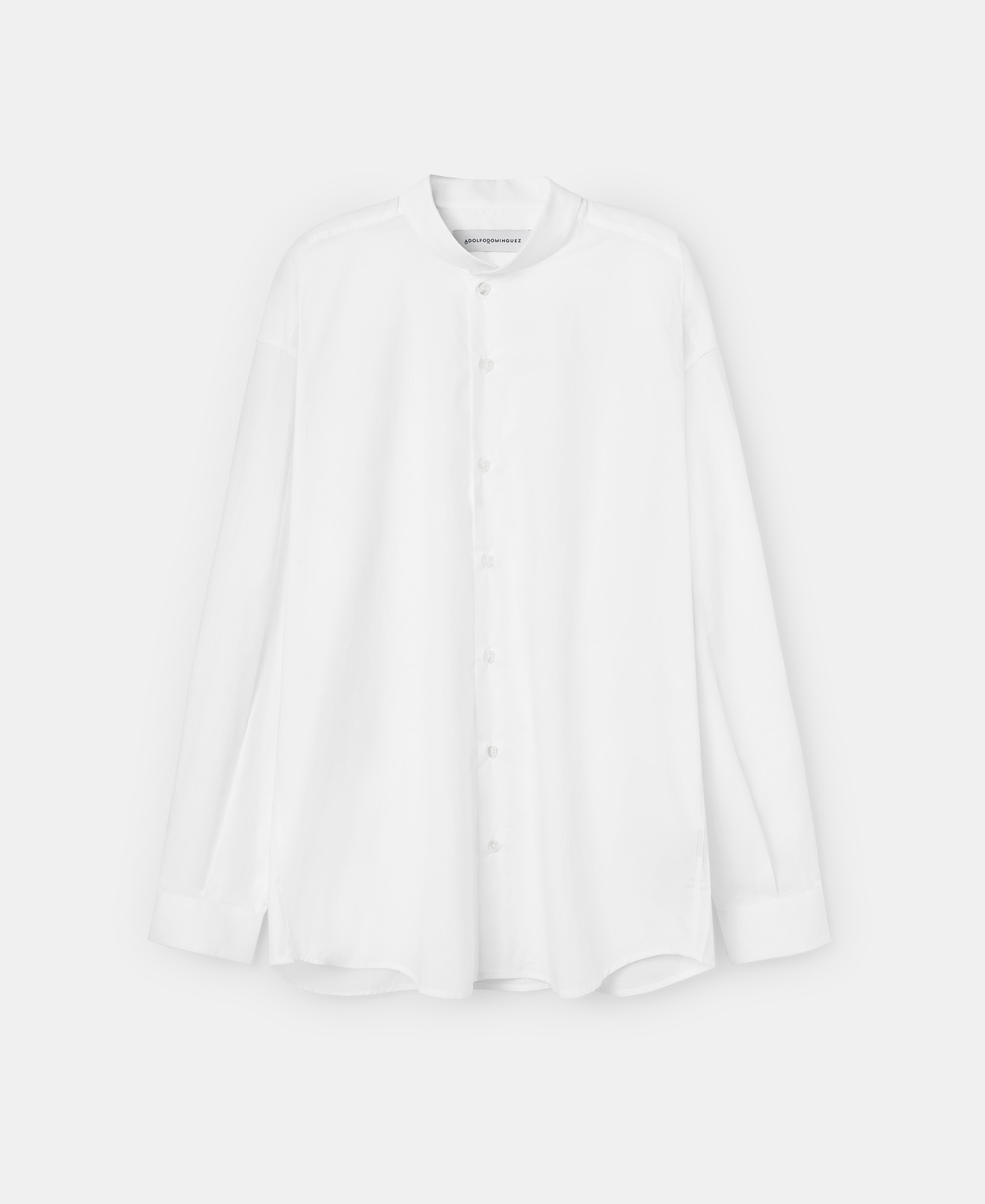 Oversized cotton mandarin collar shirt image number 4