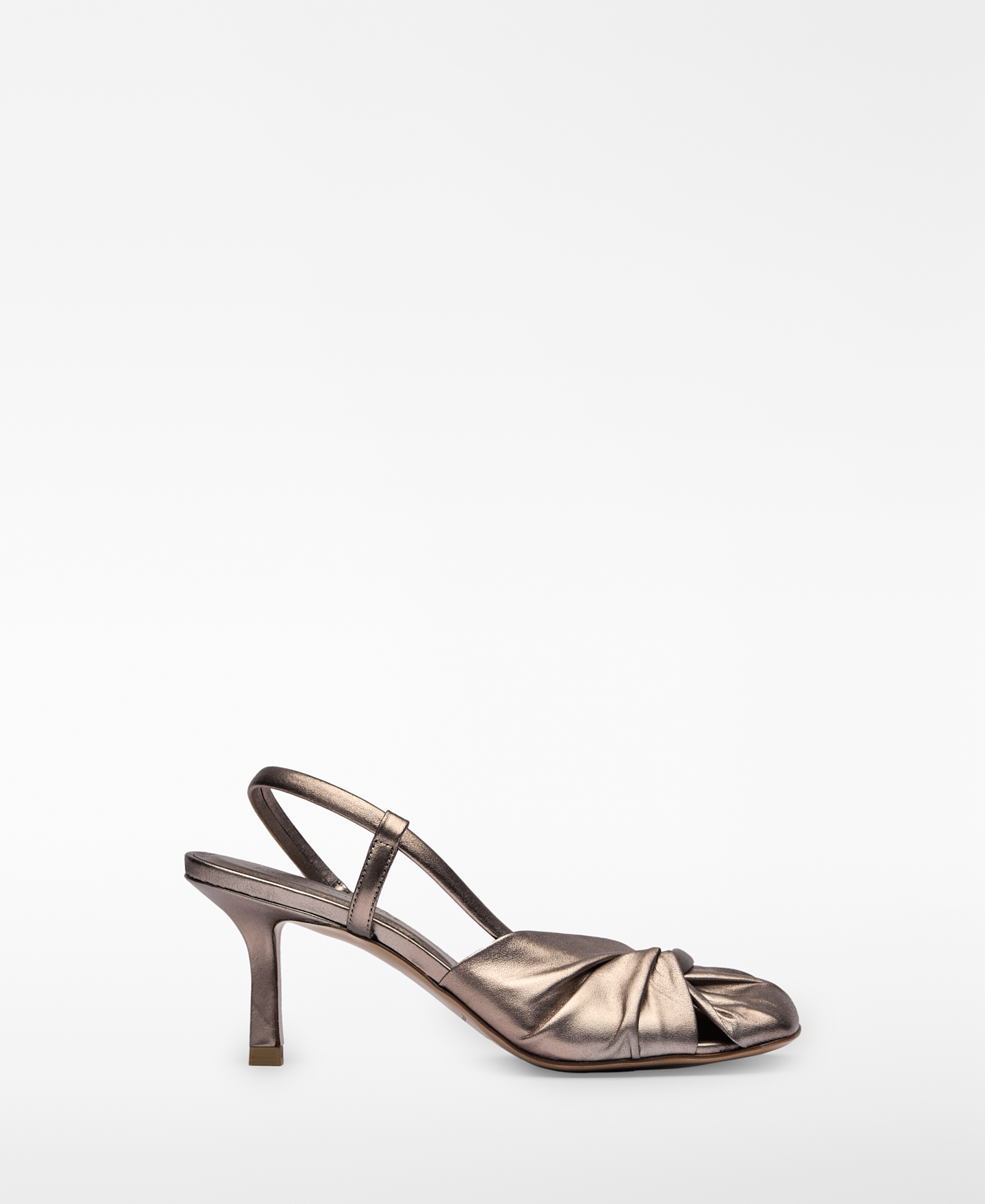 Ruched leather heeled shoe woman image number 0