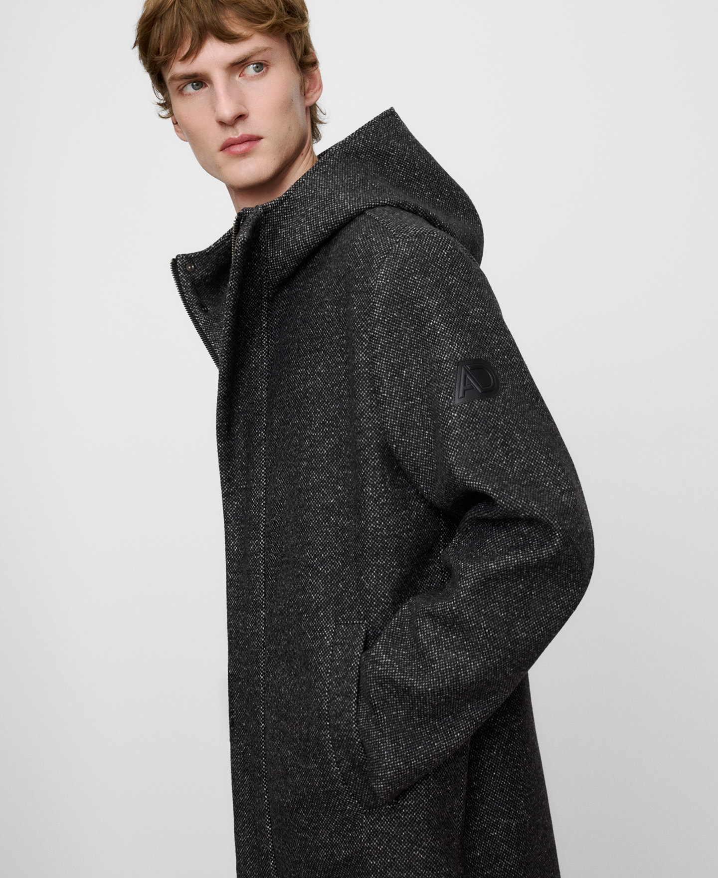 Parka tejido jaspeado capucha image number 3