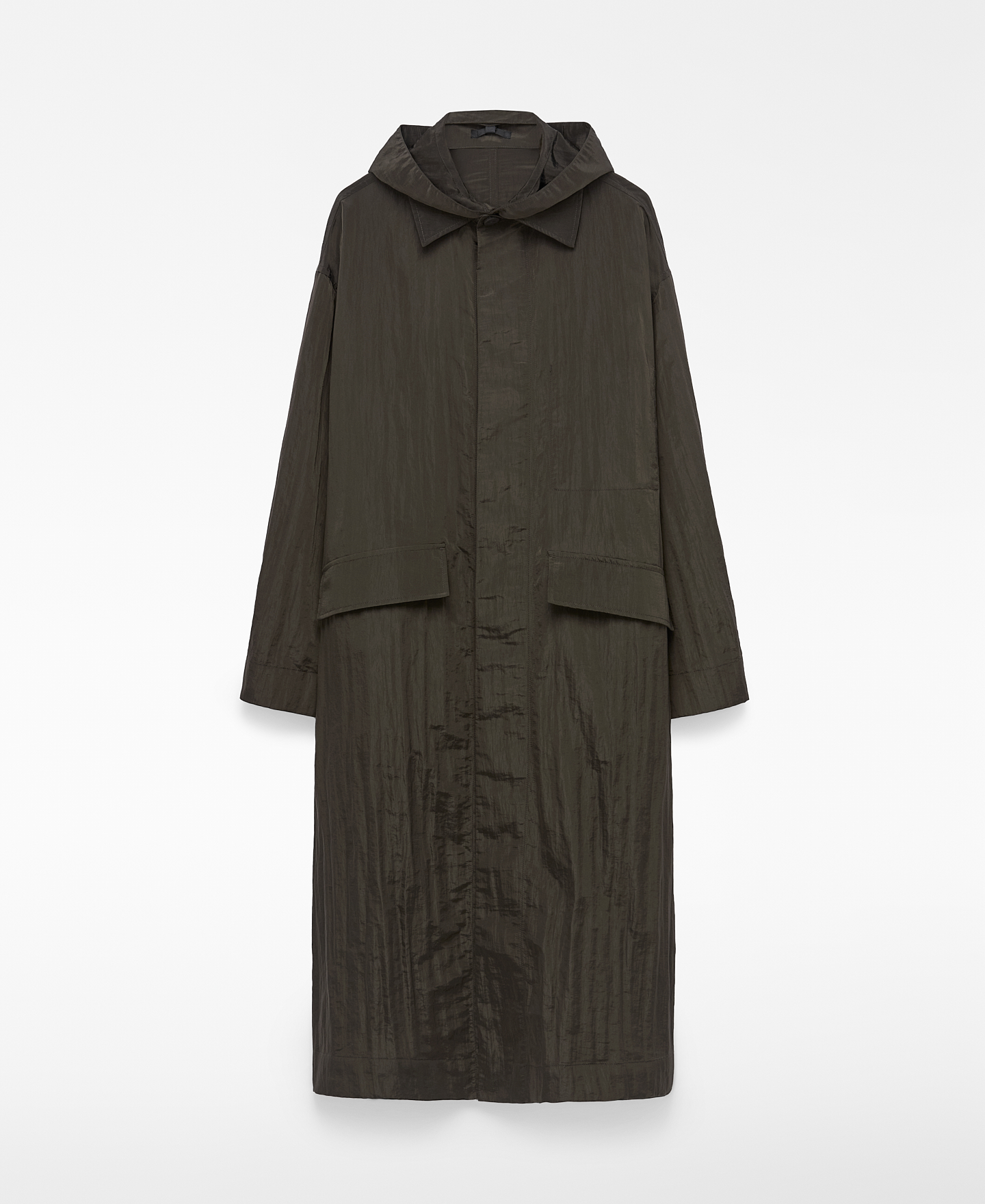Hooded technical trench coat image number 4