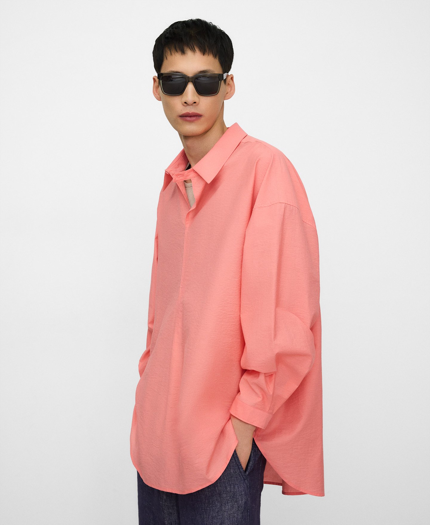 Half-placket oversize shirt image number 0