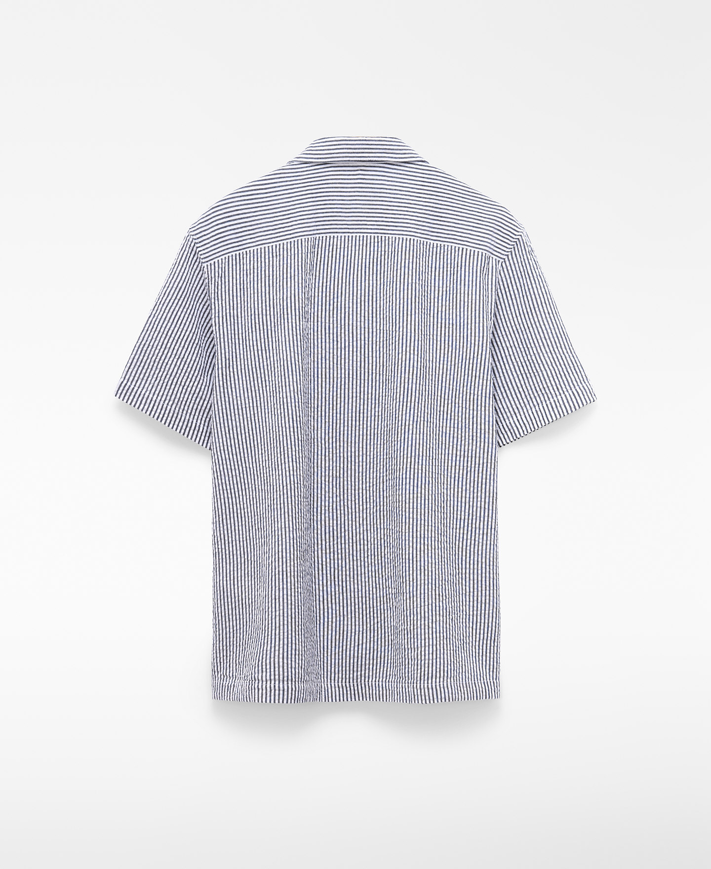 Seersucker bowling collar striped shirt image number 1