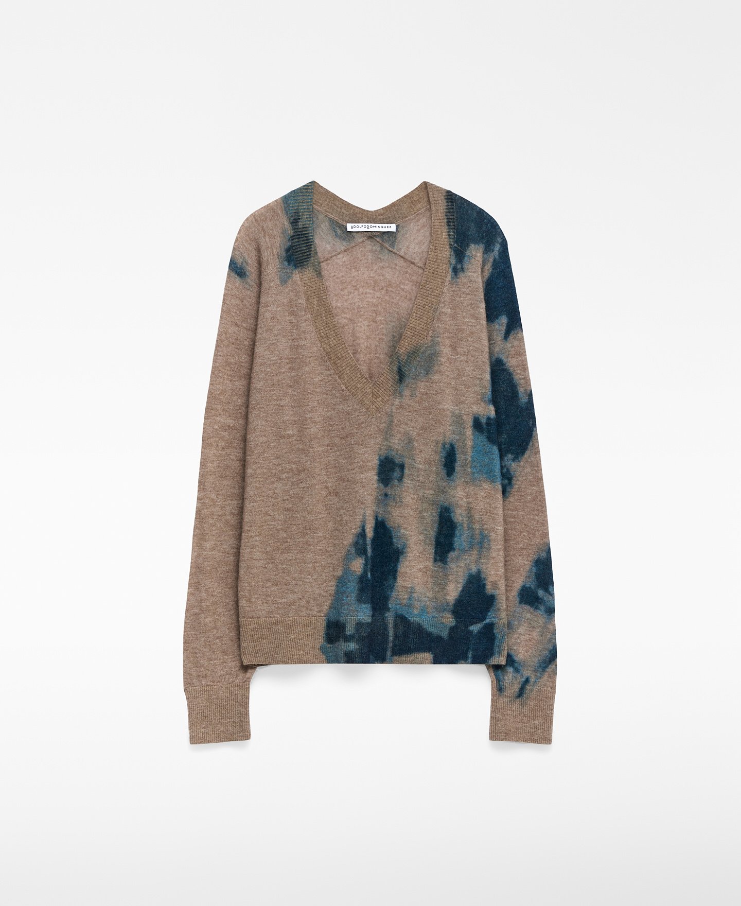 V-neck printed knit sweater woman image number 4