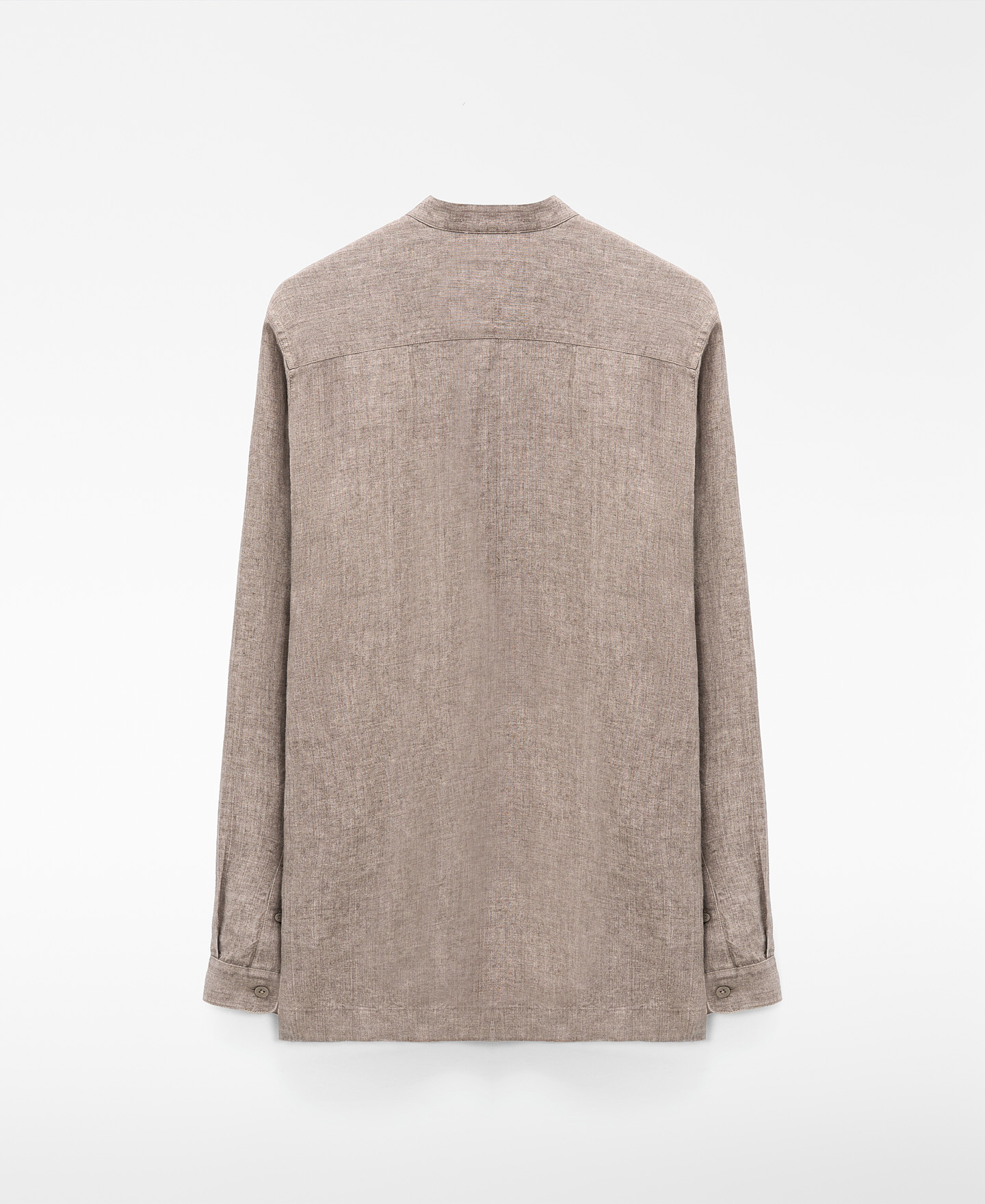 European linen mandarin collar shirt image number 5