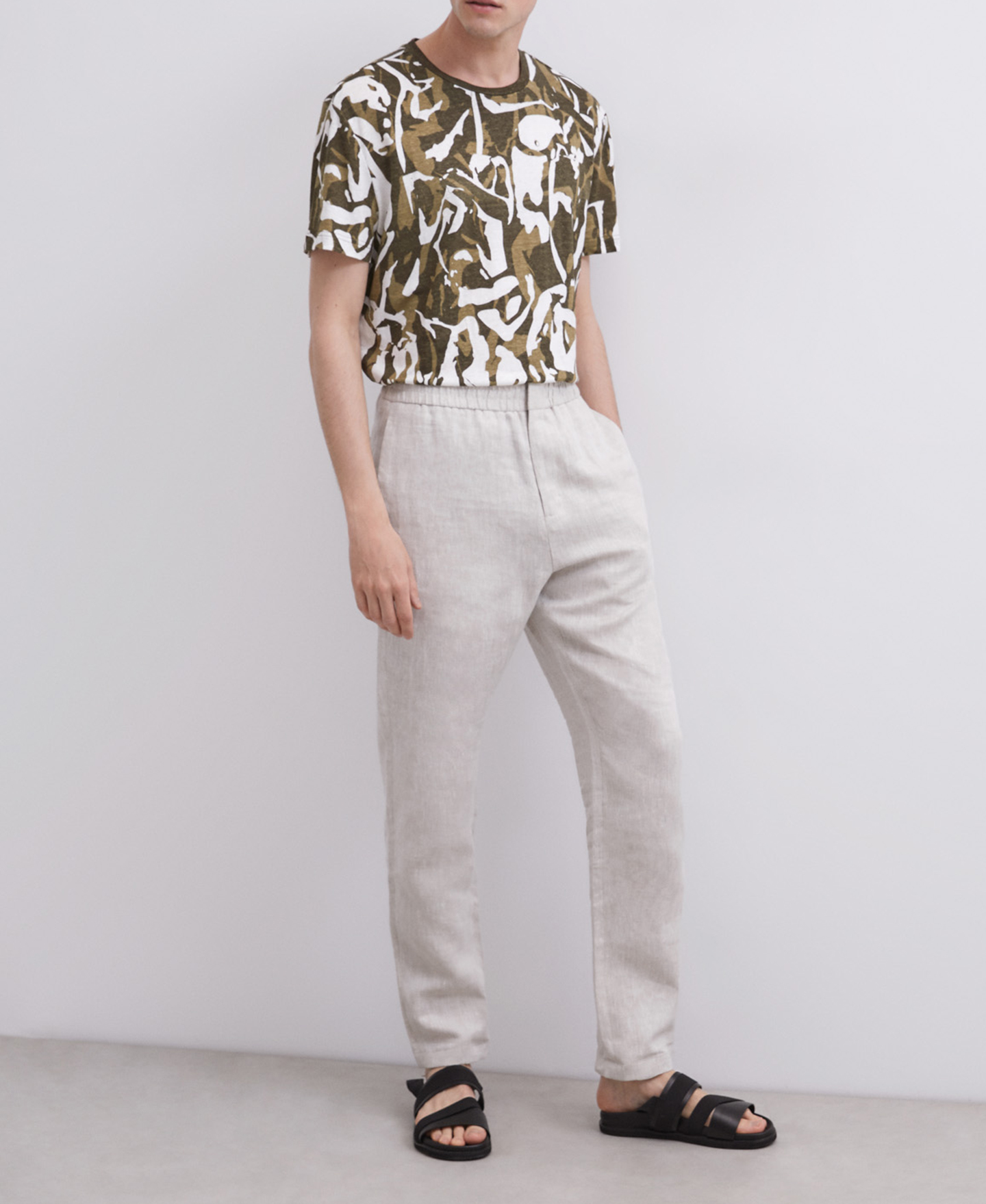 Linen printed t-shirt image number 3