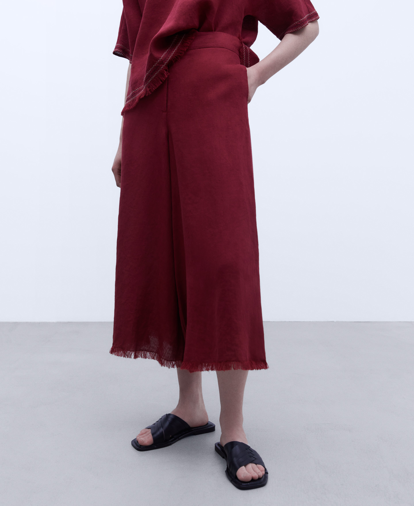 European linen palazzo trousers image number 0